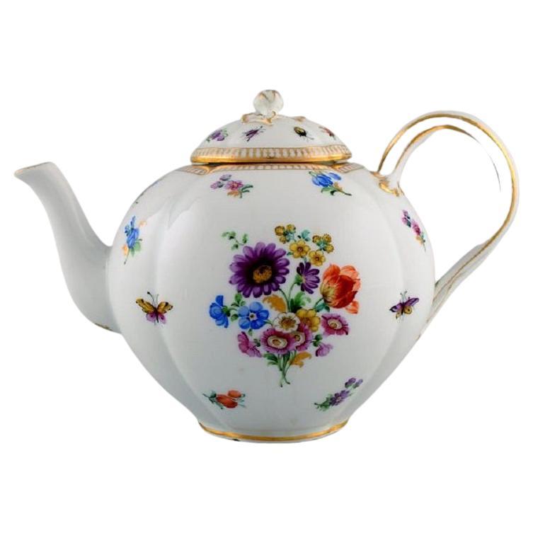Antique Meissen Porcelain Teapot with Hand-Painted Decoration, 19th C