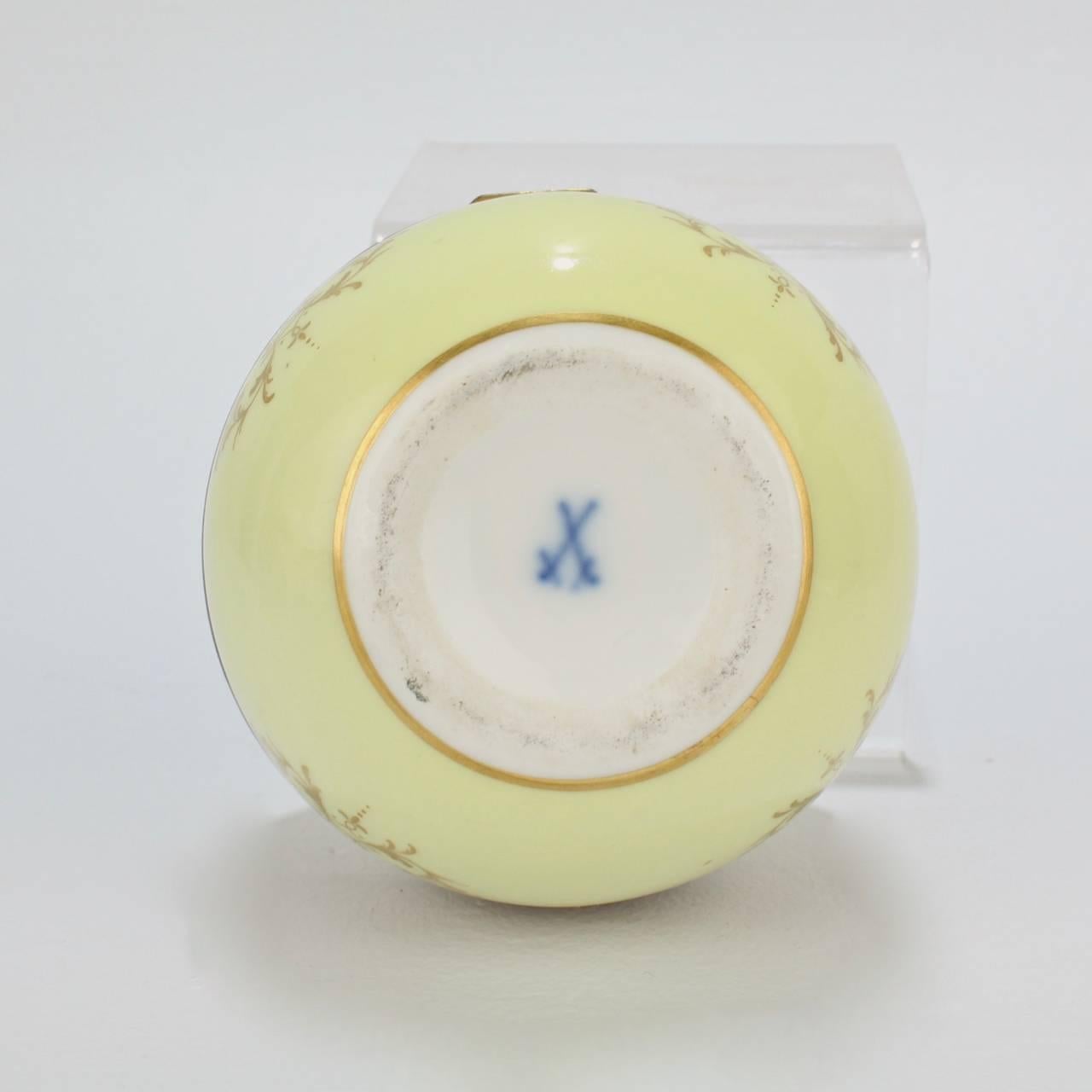 Antique Meissen Porcelain Yellow Ground Vanity or Dresser Box 1