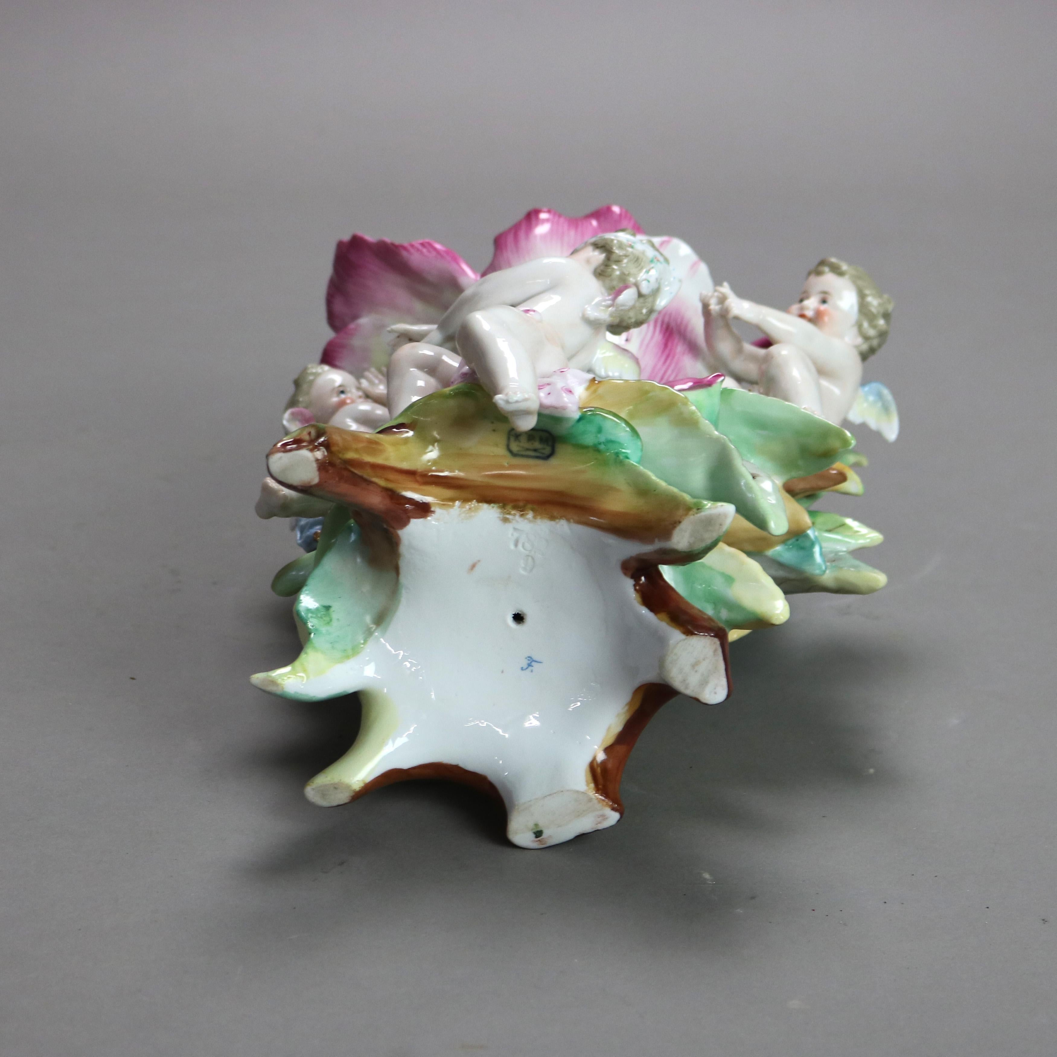 Antique Meissen School Figural Cherub & Flower Porcelain Furstenberg Vase C1910 For Sale 3