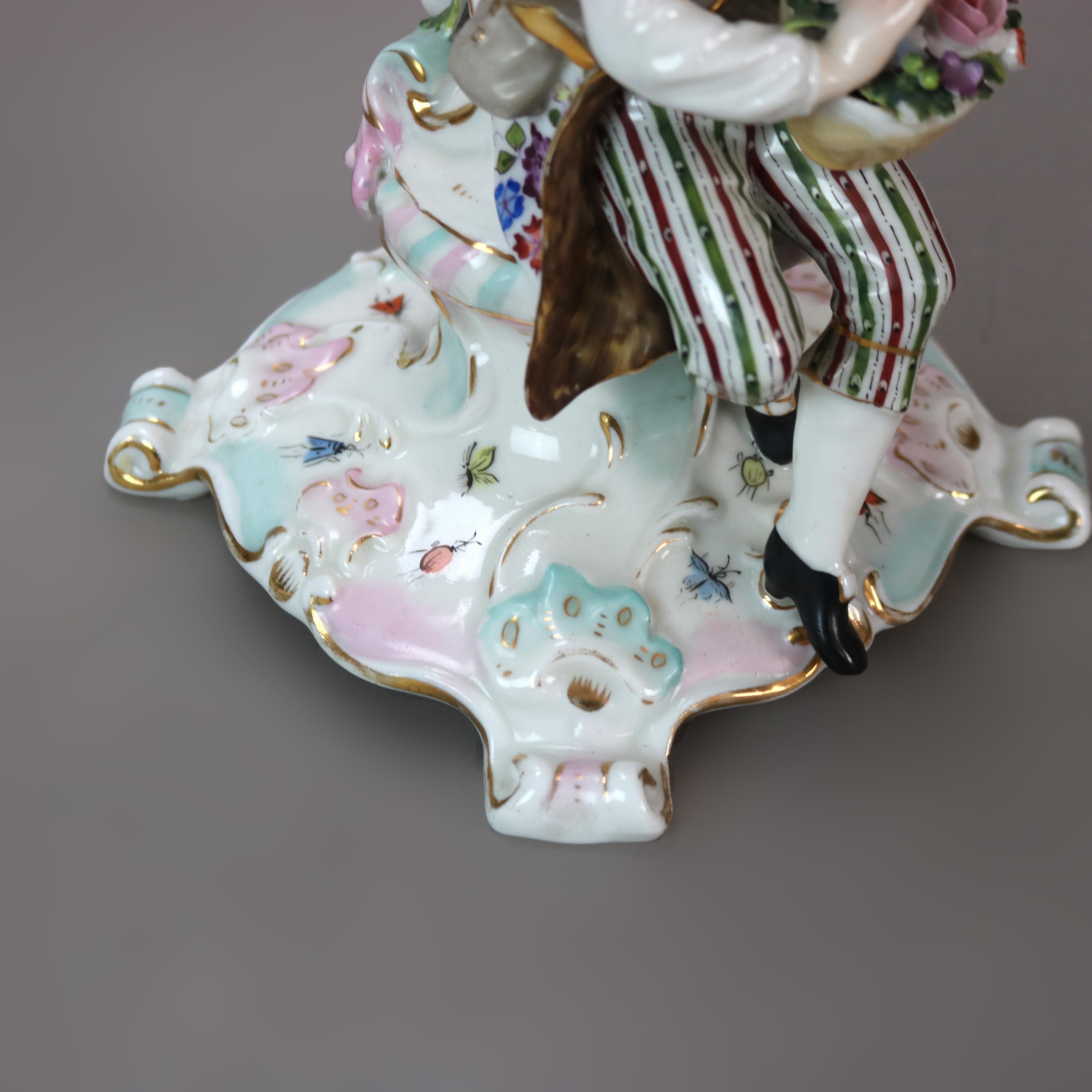 Antique Meissen School Figural & Floral Porcelain Five-Candle Candelabras C1890 6