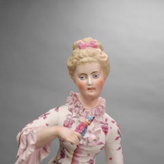 Antike handbemalte Mutter- und Kindfigur aus Biskuitporzellan der Meissener Schule, um 1920