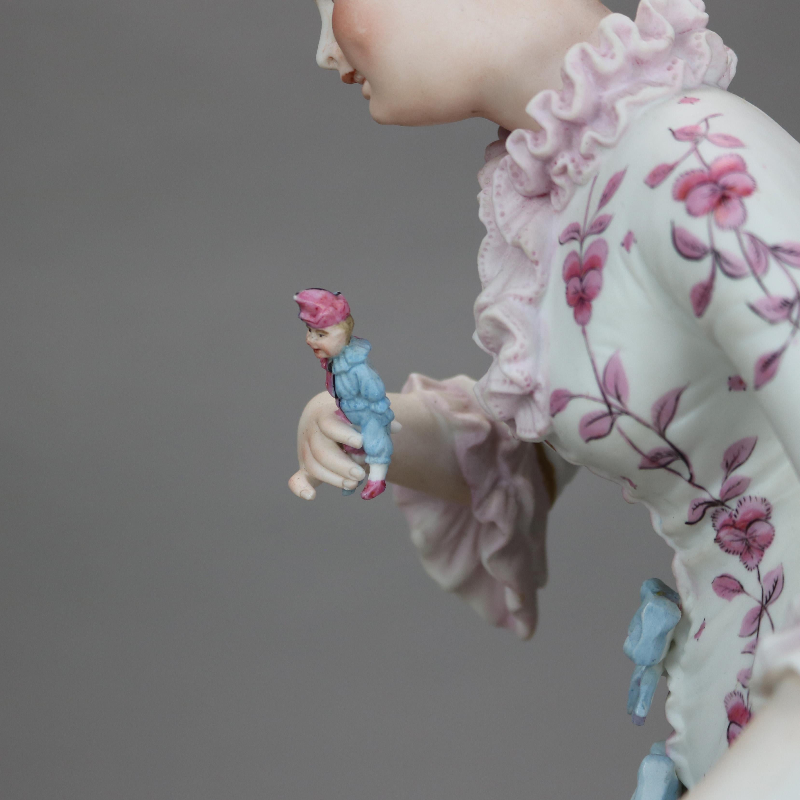 Figure de mère et d'enfant de l'école de Meissen, peinte à la main en porcelaine biscuit, vers 1920 en vente 3