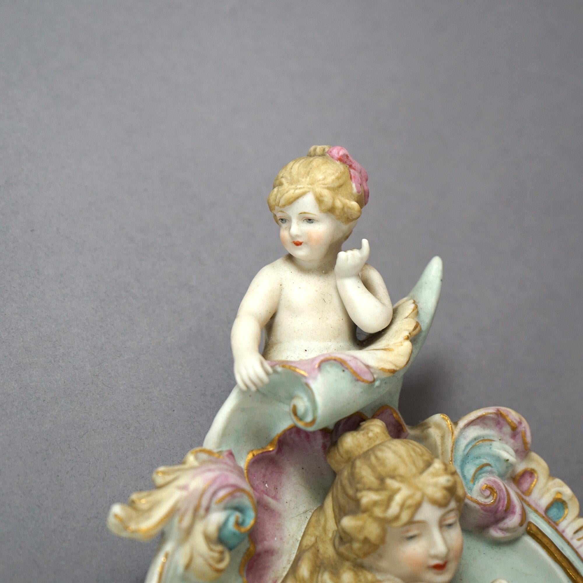 20th Century Antique Meissen School Porcelain Figural Plaques with Courting Couple C1920