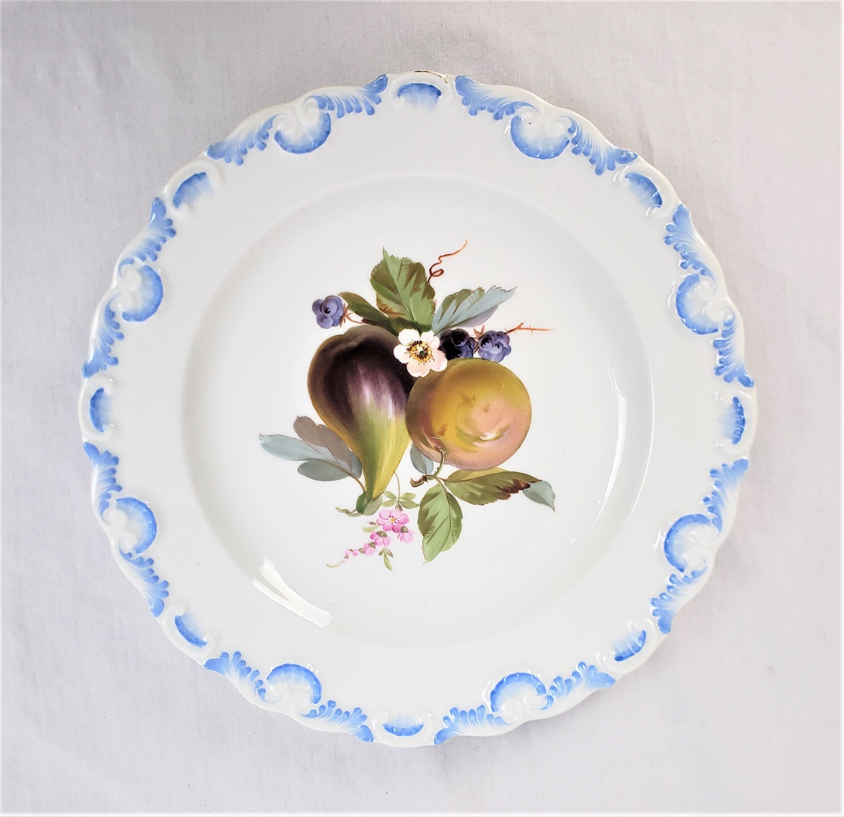 Antique Meissen Set of 13 Hand-Painted Desert Plates with Fruit Decoration For Sale 6