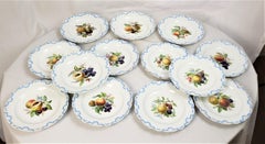 Antique Meissen Set of 13 Hand-Painted Desert Plates with Fruit Decoration
