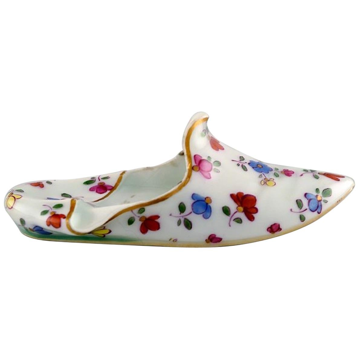 Meissen Slipper in Hand Painted Porcelain with Floral Motifs, 19th Century