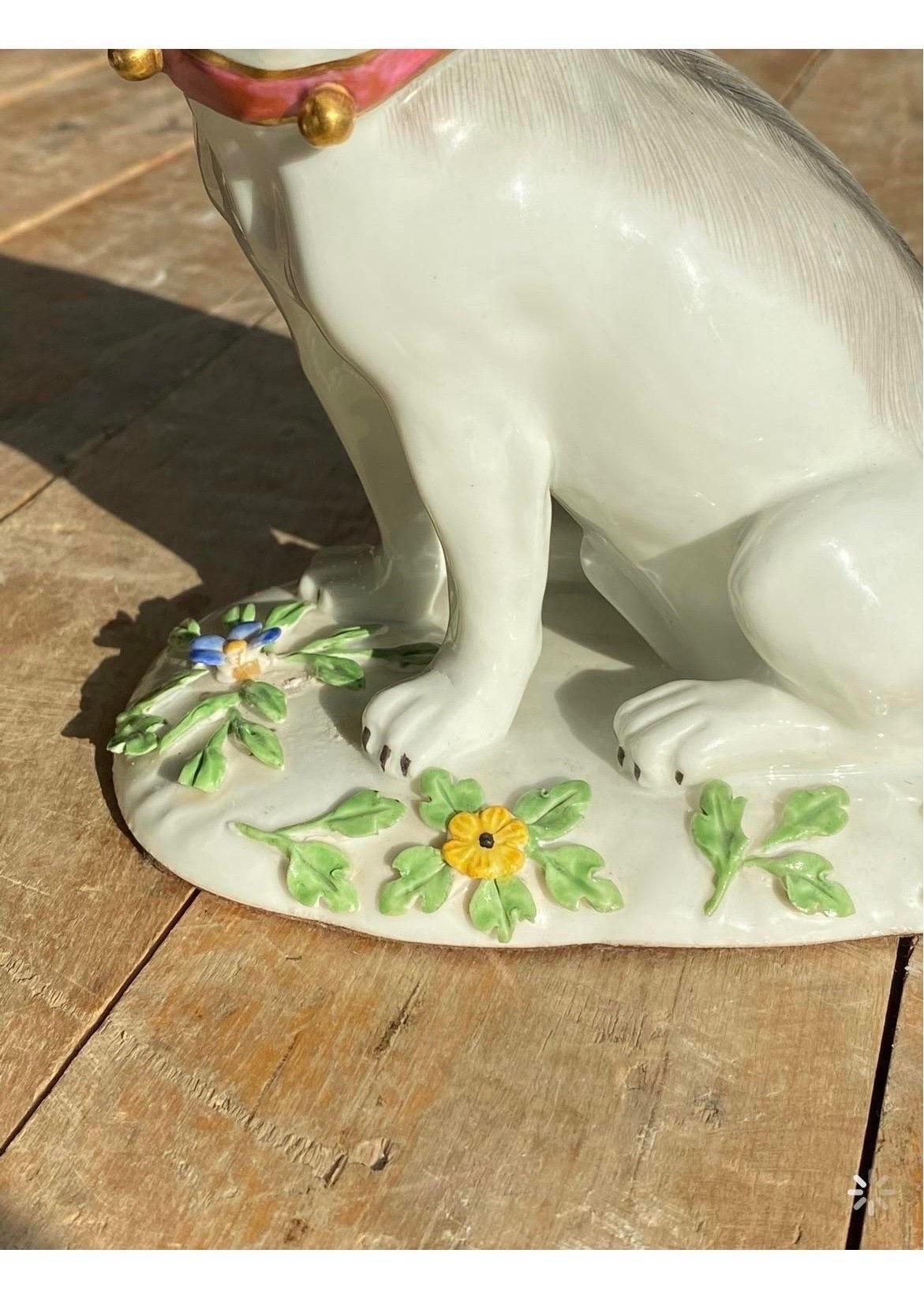 Antique Meissen Style French Porcelain Bulldog Figures, a Pair For Sale 1