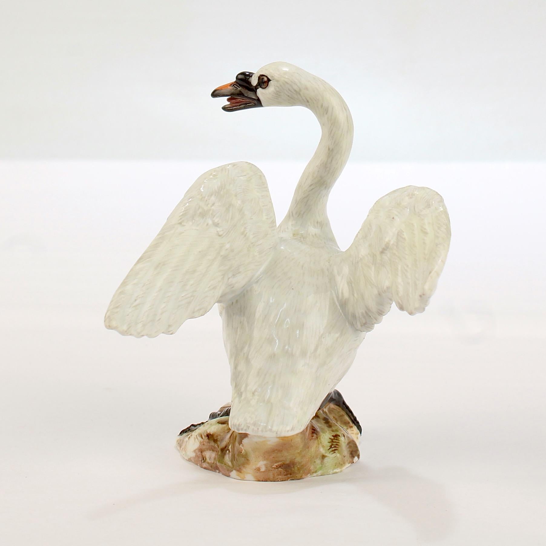 Rococo Antique Meissen Swan Figurine Model No. 2213