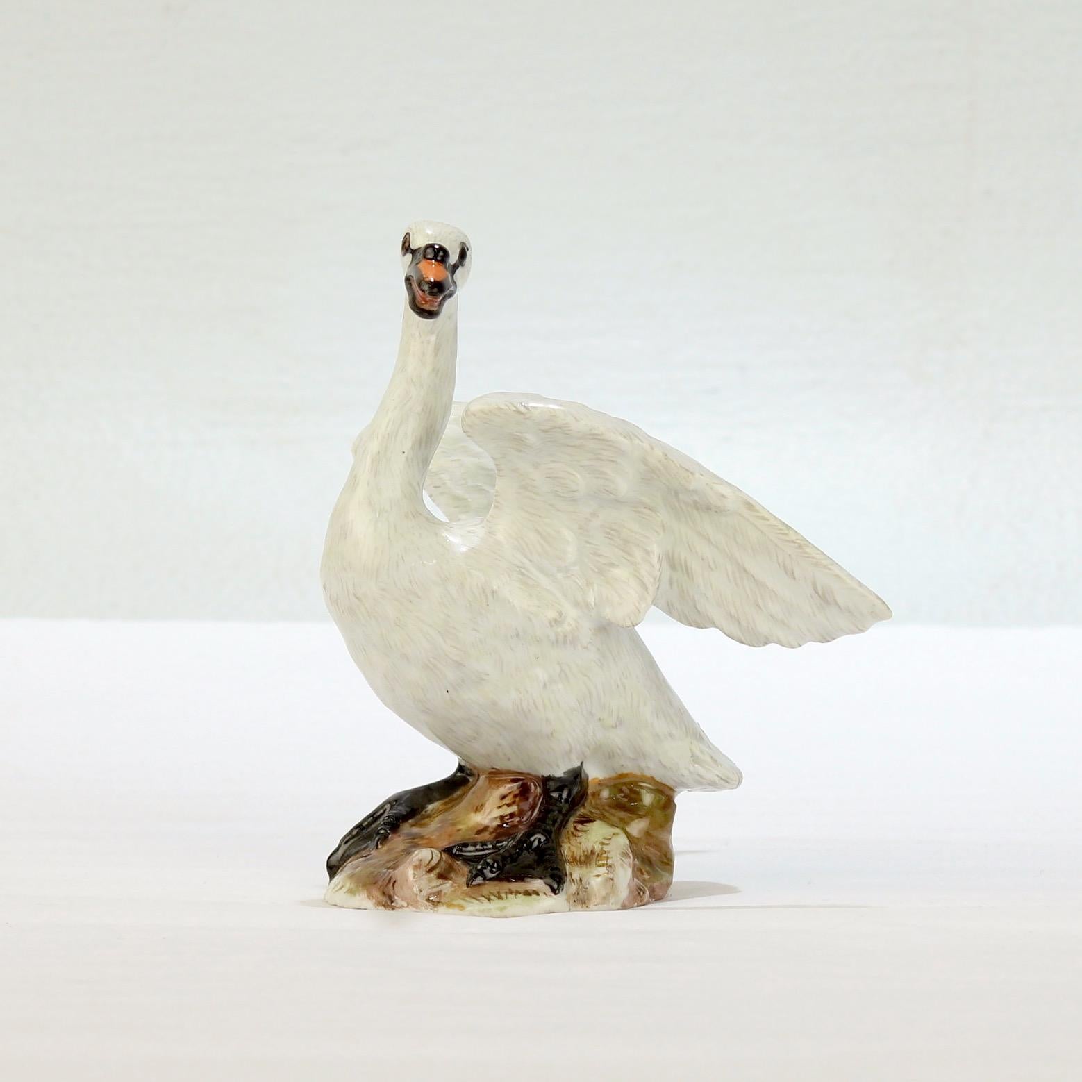 German Antique Meissen Swan Figurine Model No. 2213