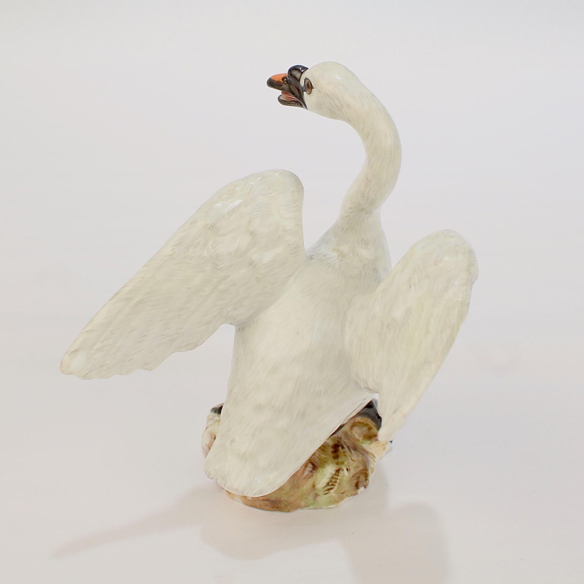 20th Century Antique Meissen Swan Figurine Model No. 2213