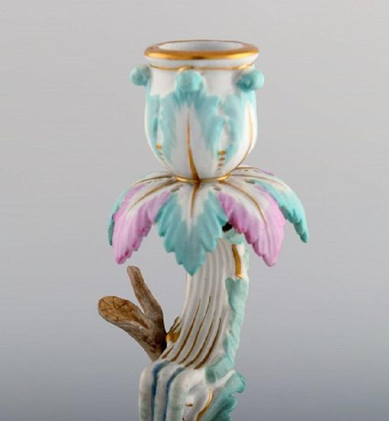 Antique Meissen Winter Candlestick in Hand-Painted Porcelain, 19th century For Sale 2