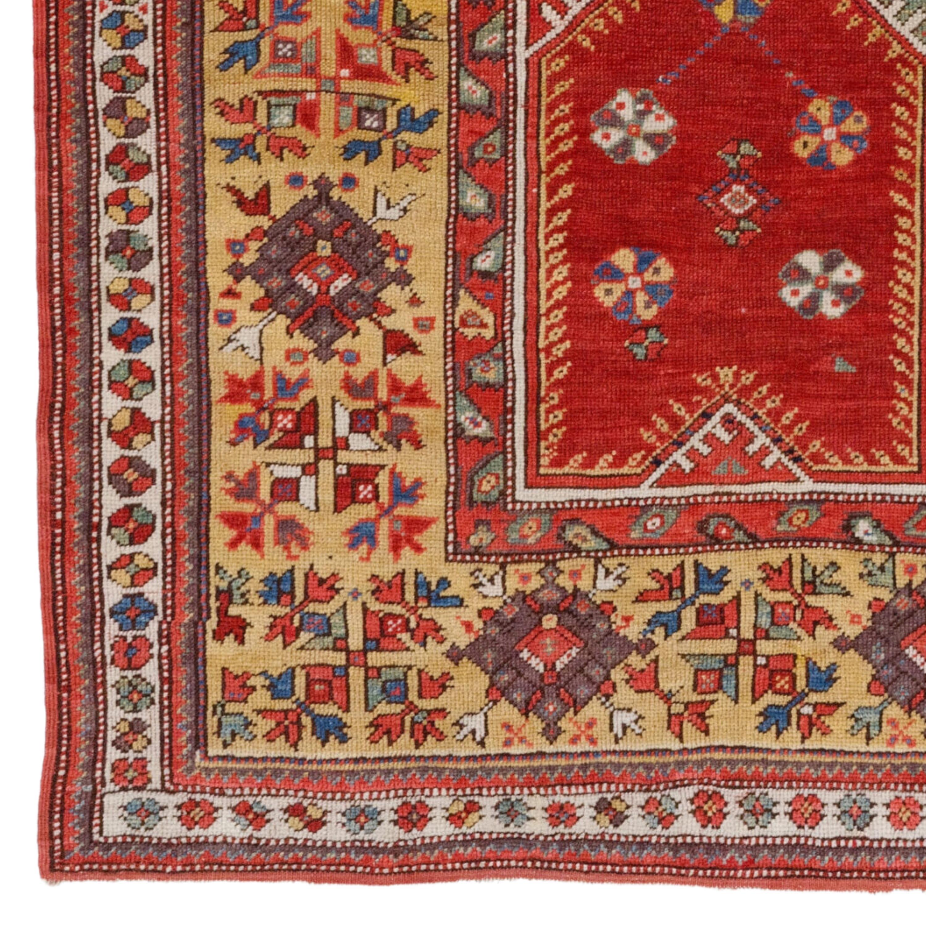 Antique Melas Prayer Rug - Middle Of The 19th Century Anatolian Milas Prayer Rug Size 125 x 170 cm (4,10 x 5,57 ft)

Melas carpet, floor covering handwoven in the neighbourhood of Milâs (Melas) on the Aegean coast of southwestern Turkey. Normally of
