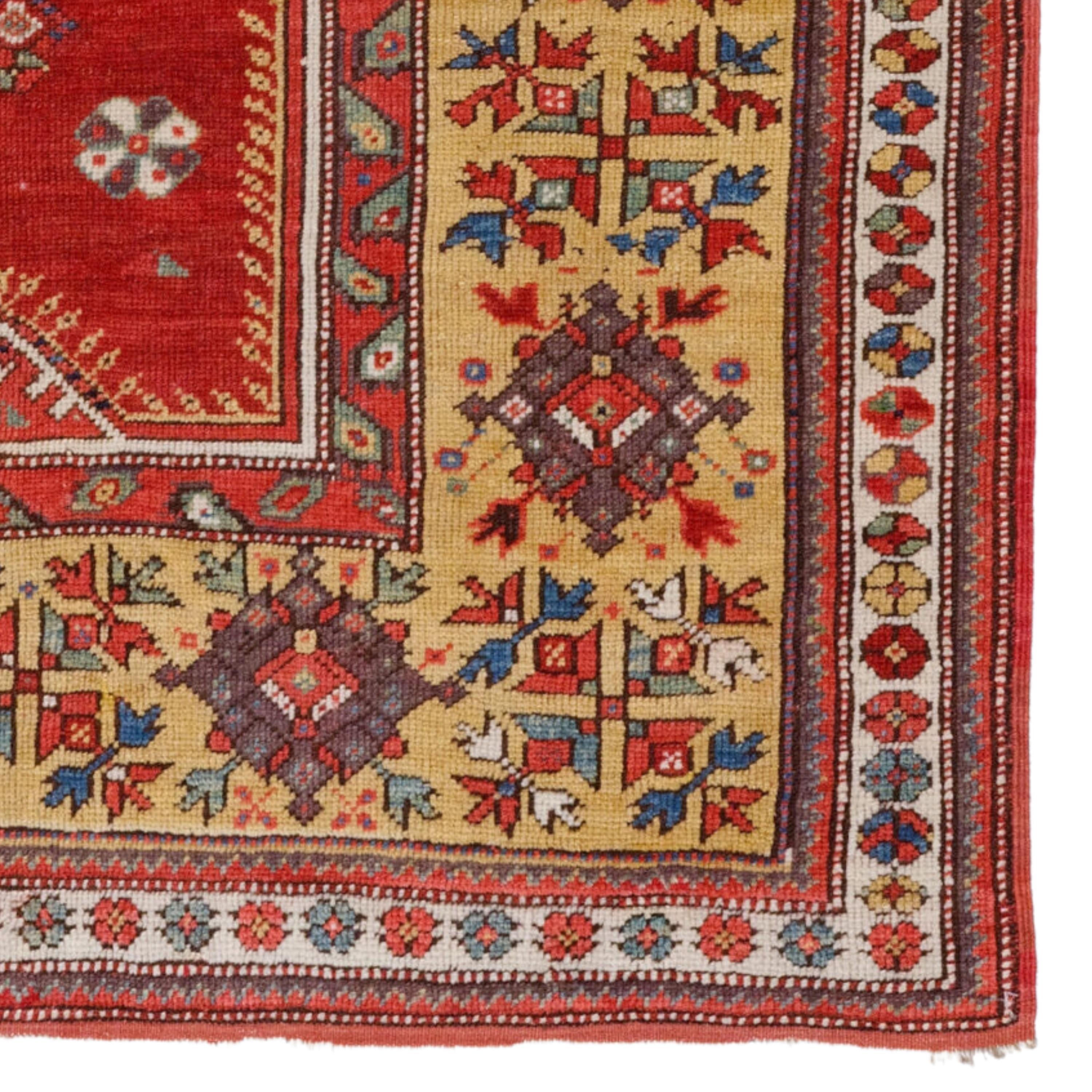 Wool Antique Melas Prayer Rug - Middle Of The 19th Century Anatolian Milas Prayer Rug For Sale