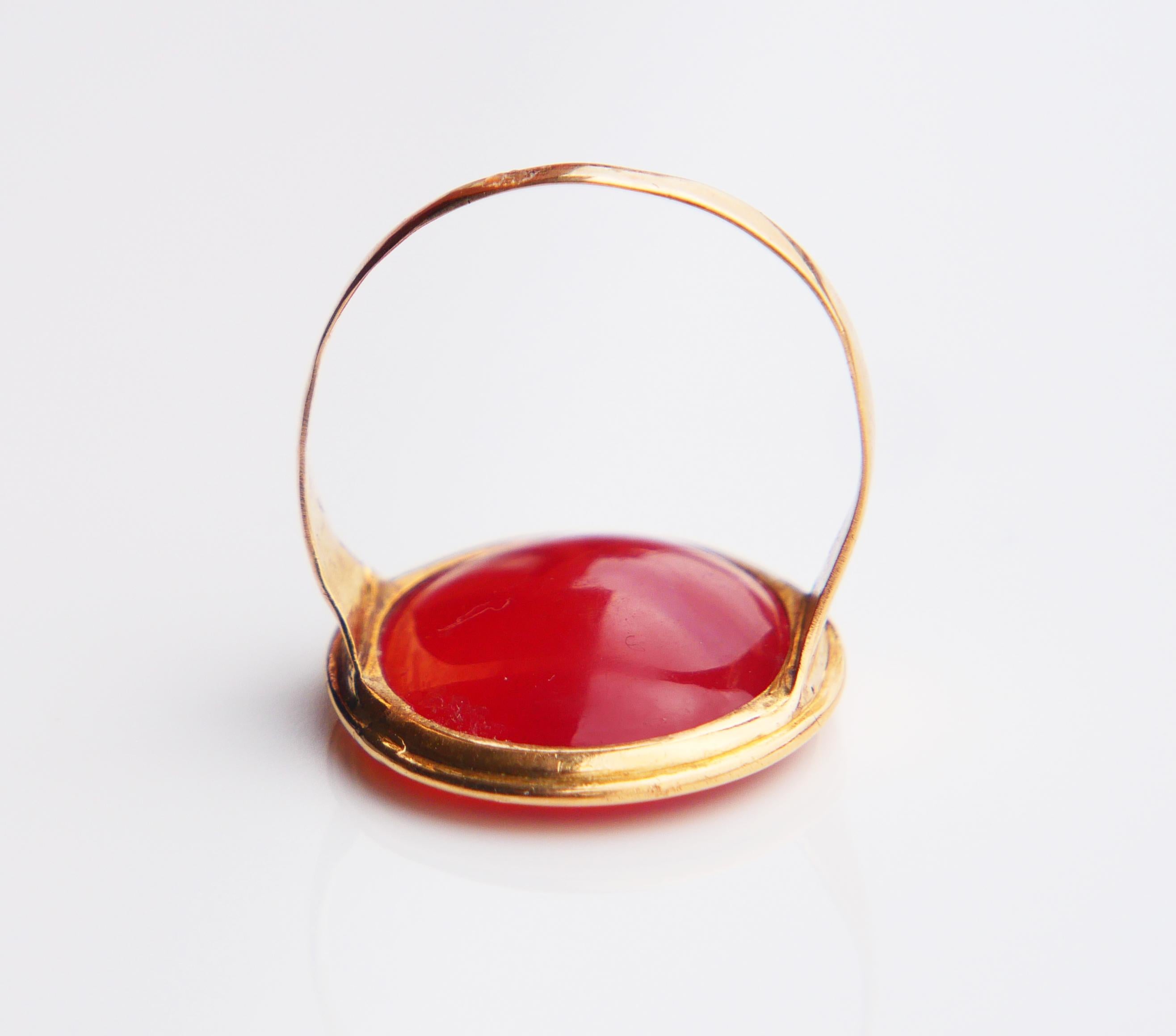 Antique Melissa Venus Victrix Intaglio Signet Ring Carnelian 18K Gold ØUS8/5.8gr For Sale 6