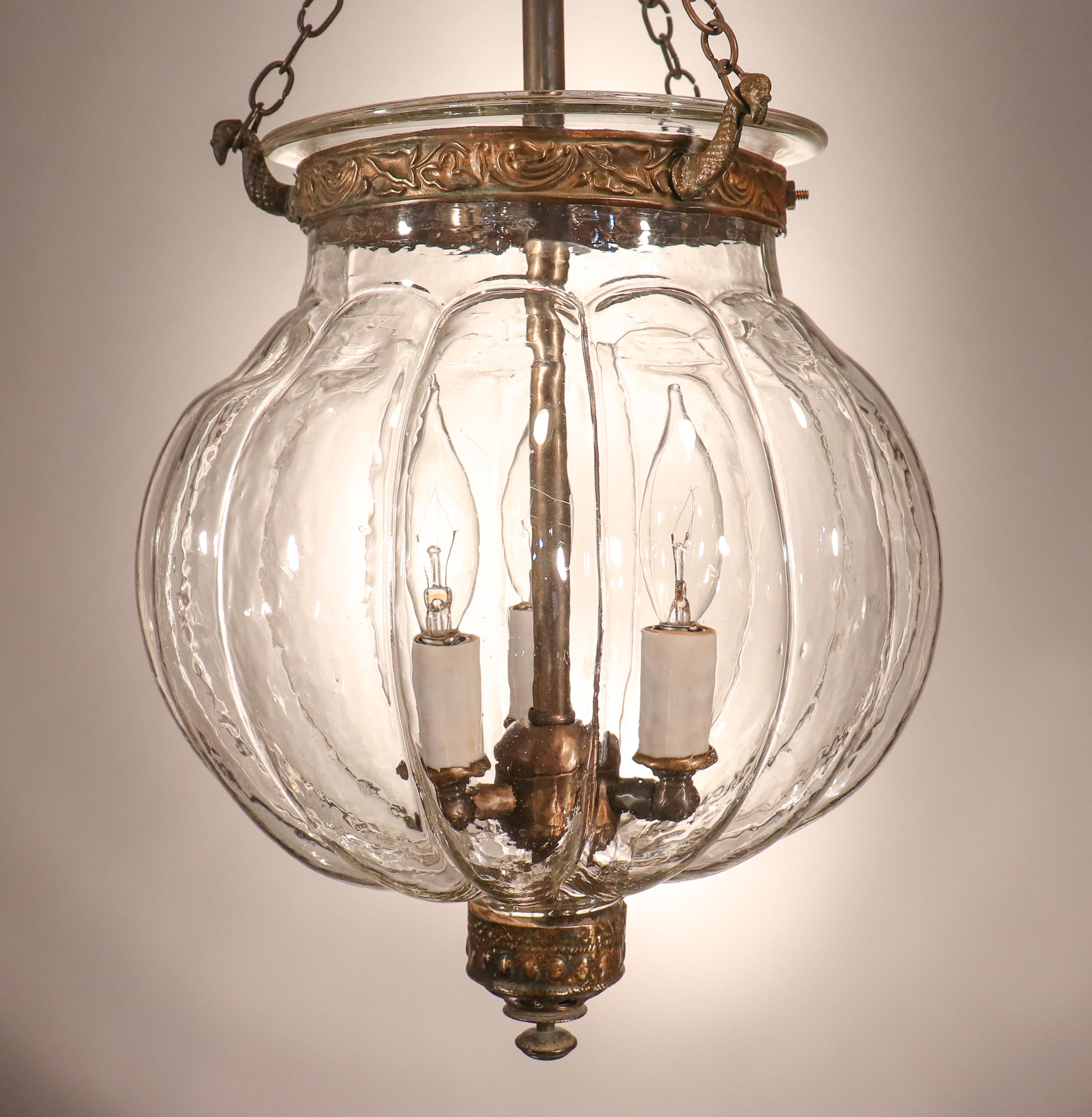 Dutch Colonial Antique Melon Bell Jar Lantern from Belgium