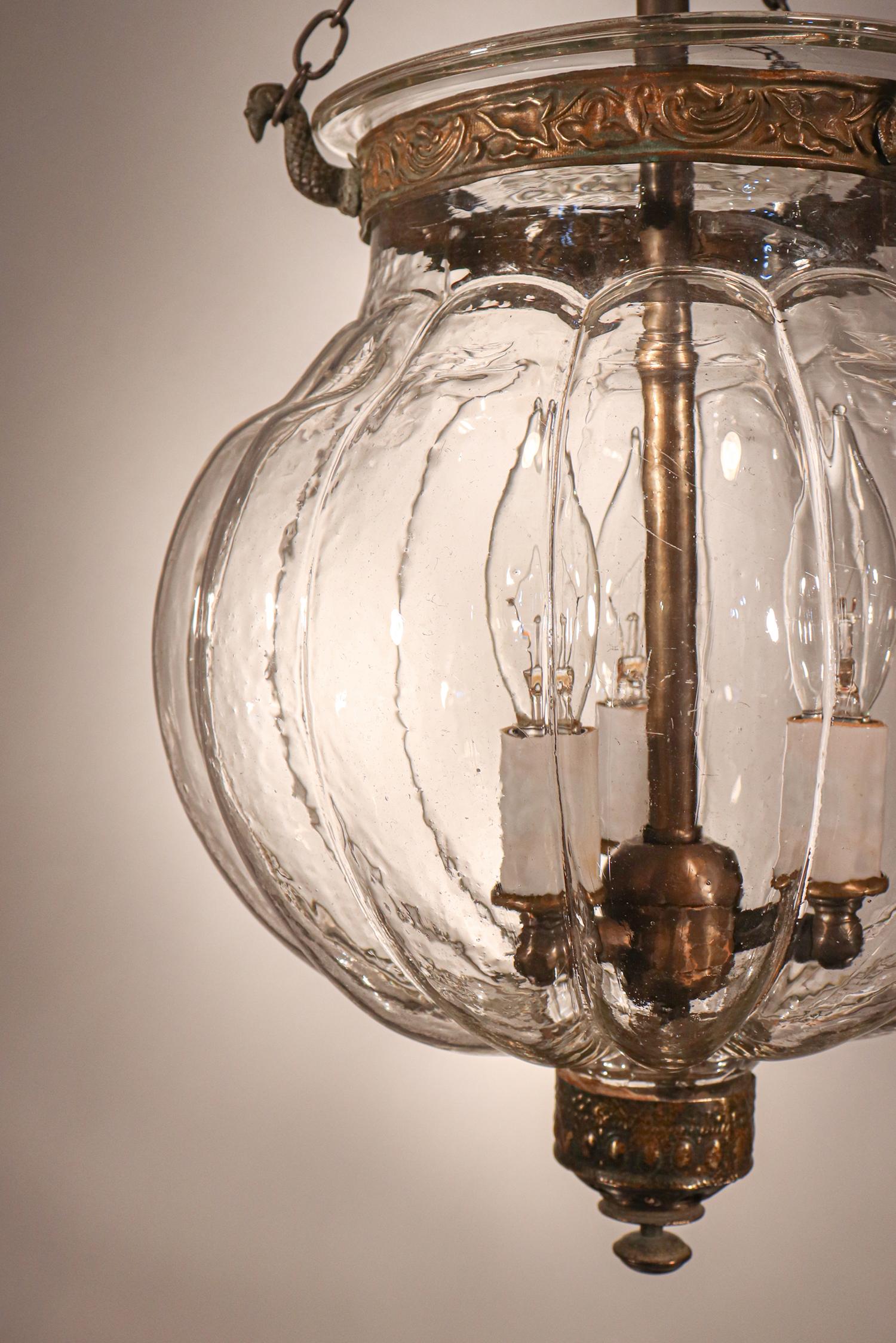 Belgian Antique Melon Bell Jar Lantern from Belgium
