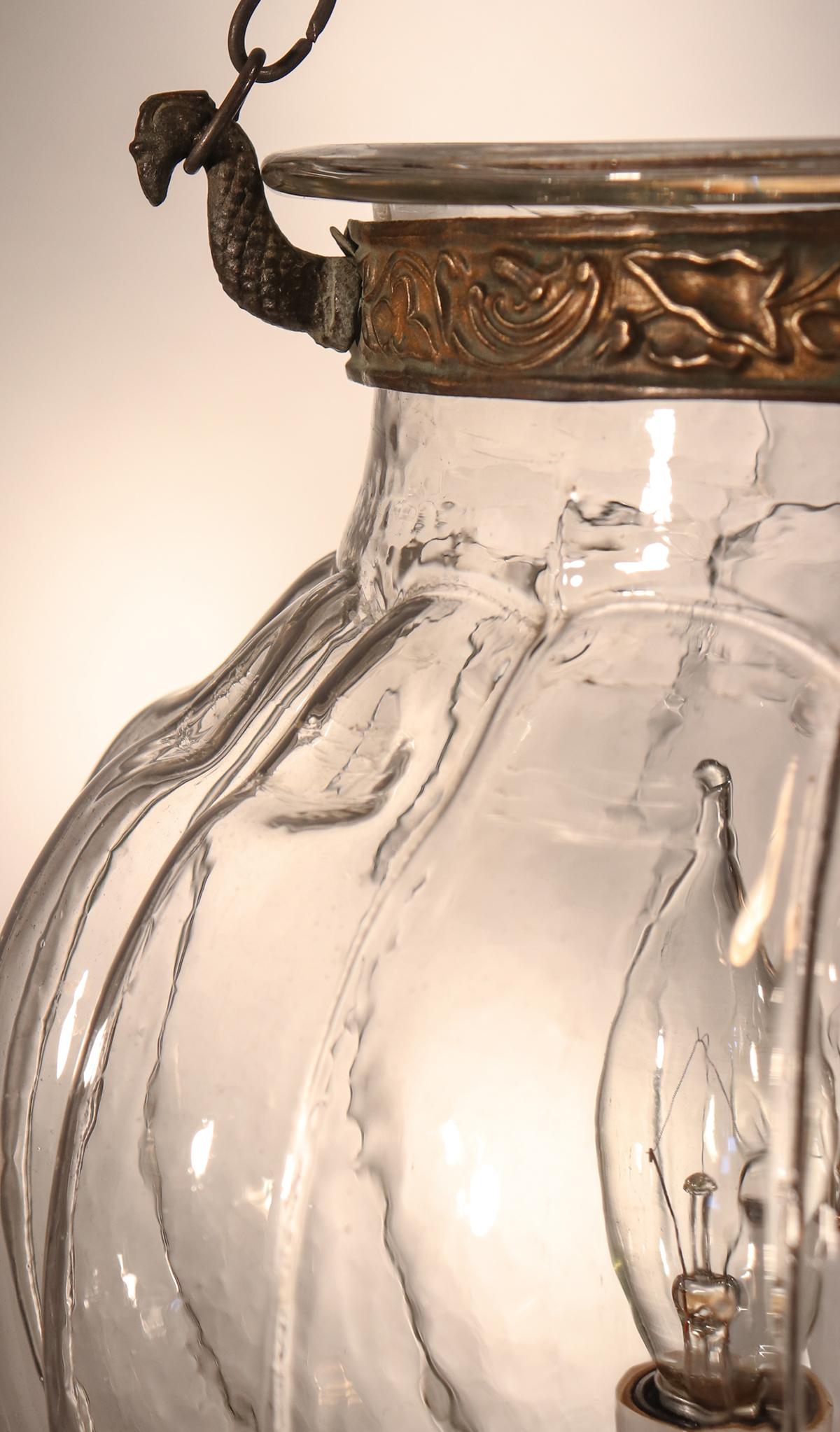 Embossed Antique Melon Bell Jar Lantern from Belgium