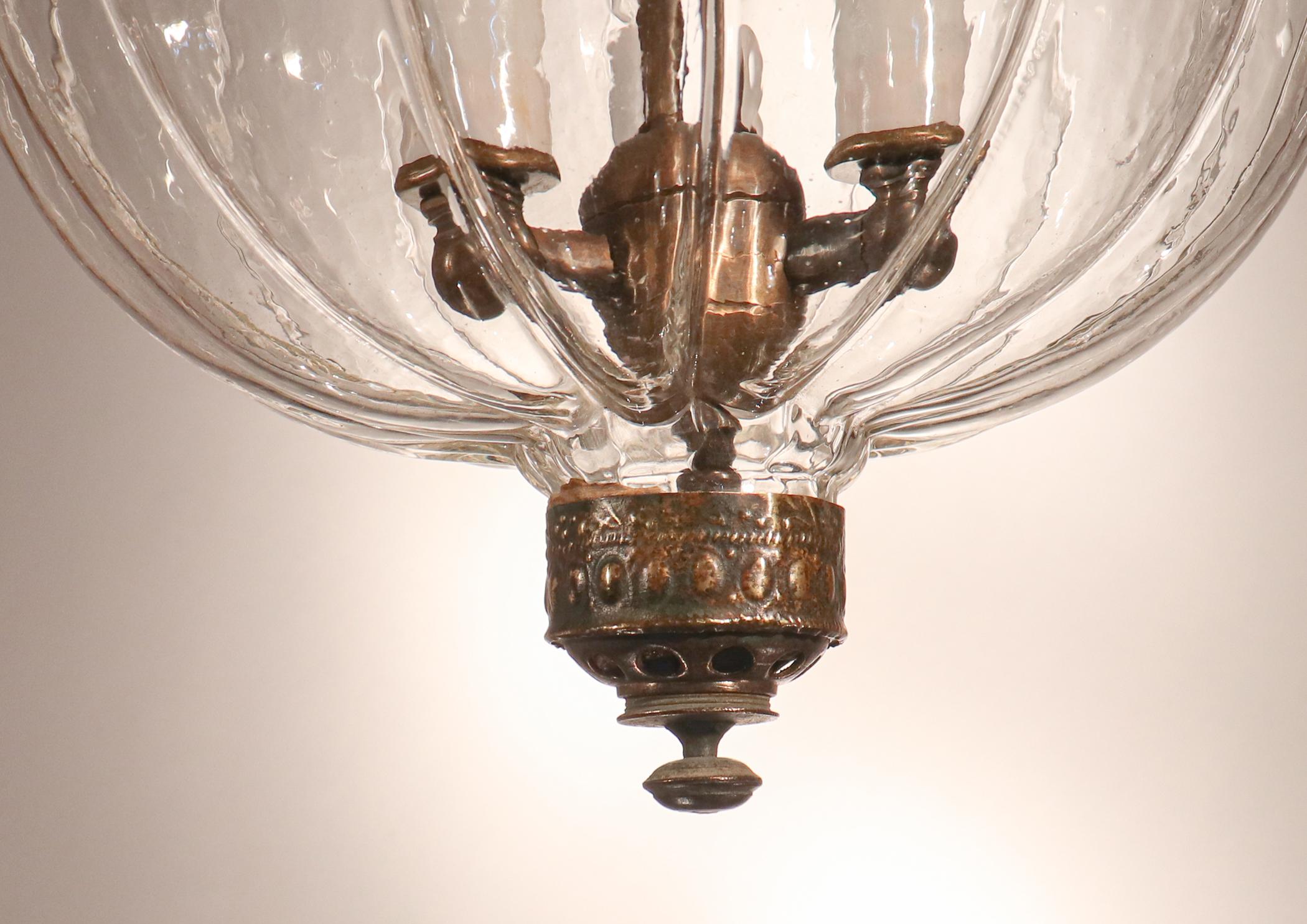 19th Century Antique Melon Bell Jar Lantern from Belgium