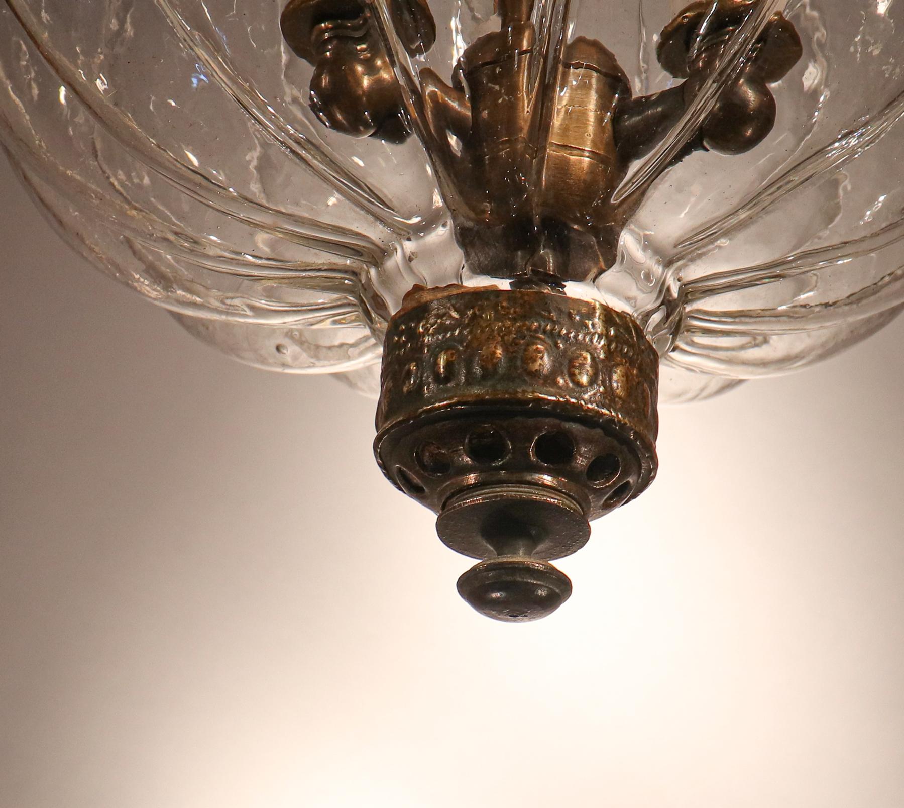 Glass Antique Melon Bell Jar Lantern from Belgium