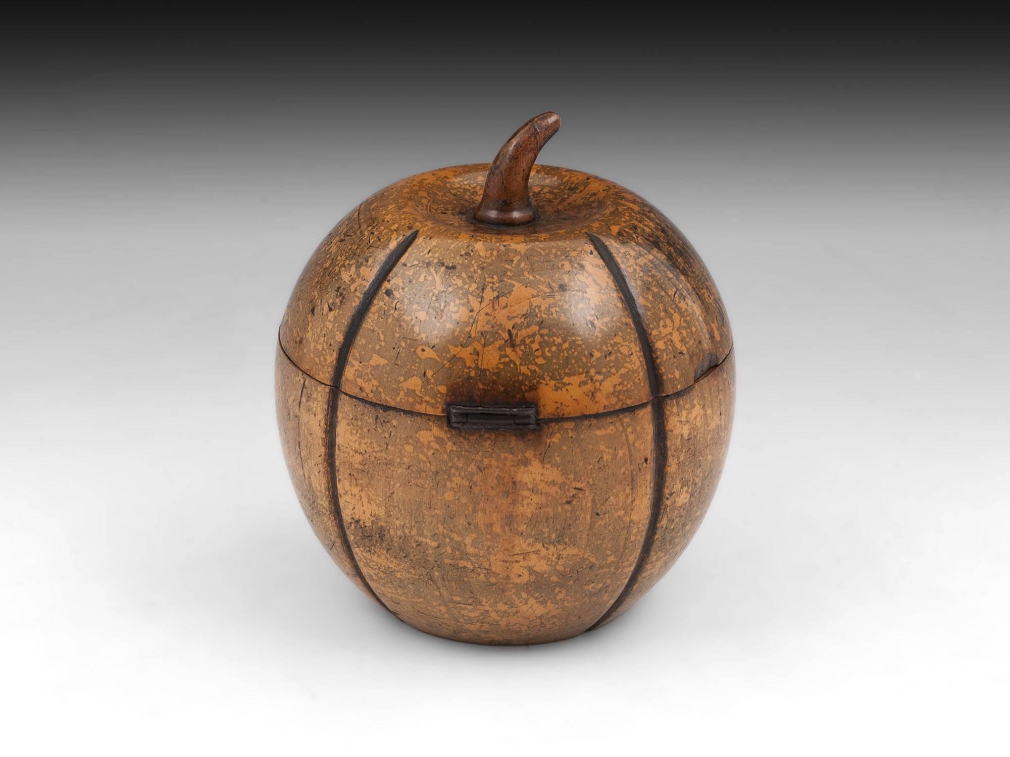 Antique Melon Fruitwood Tea Caddy, 19th Century 1