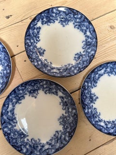 Antique 'Melsary' Booths England Semi-Porcelain, Set of 4 Dinner Plates, 1910
