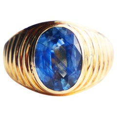 Antique Men Ring natural 4ct Corn Blue Sapphire solid 14K Ø 8US / 7.7gr
