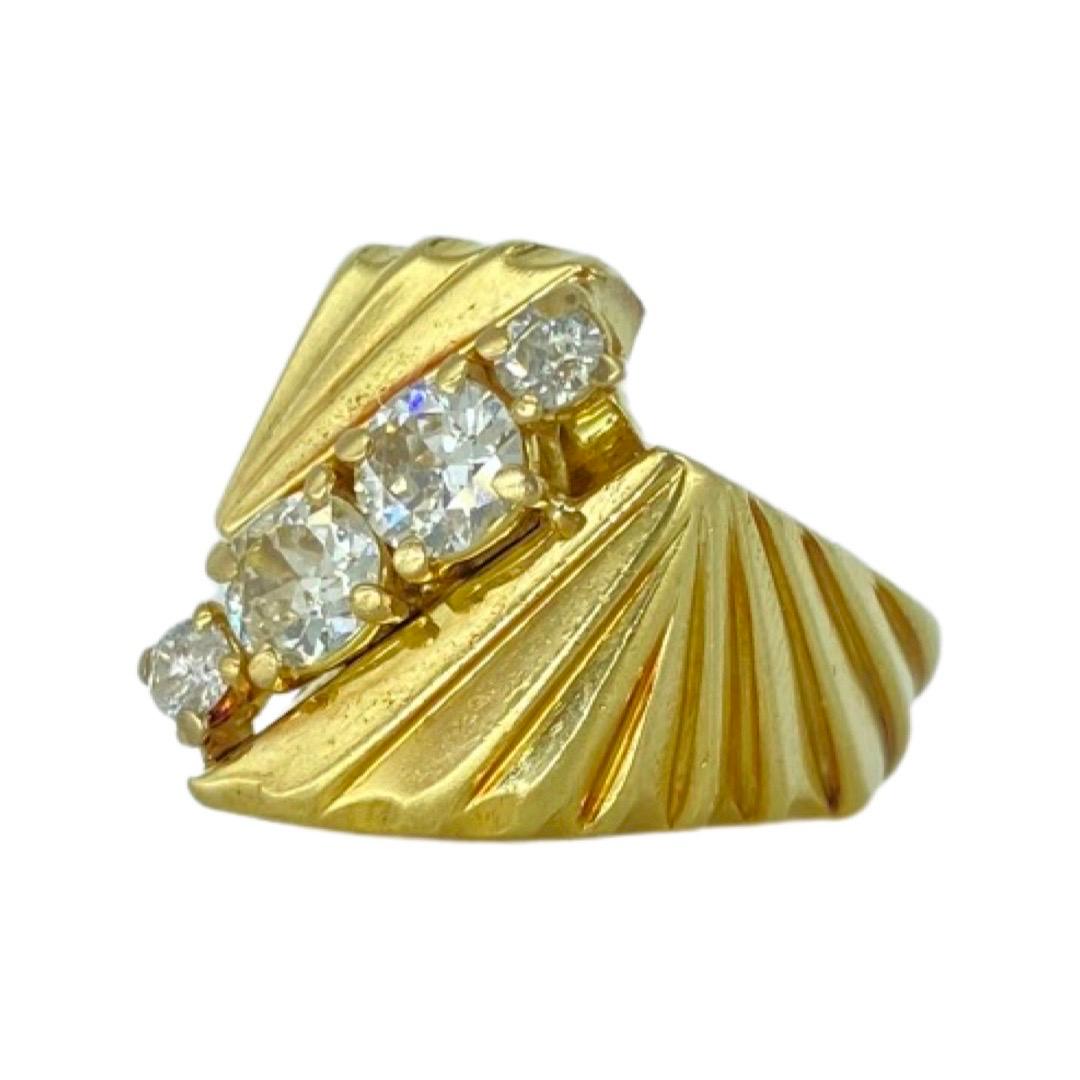 Antike Männer 1,10 Karat Old Miner Diamond Pinky Ring 14k Gold. Sehr eleganter Designer-Ring für den kleinen Finger des Mannes mit alten Bergbau-Diamanten aus den 1950er Jahren. Die Diamanten sind sehr glänzend und funkeln mit einer großen Größe für
