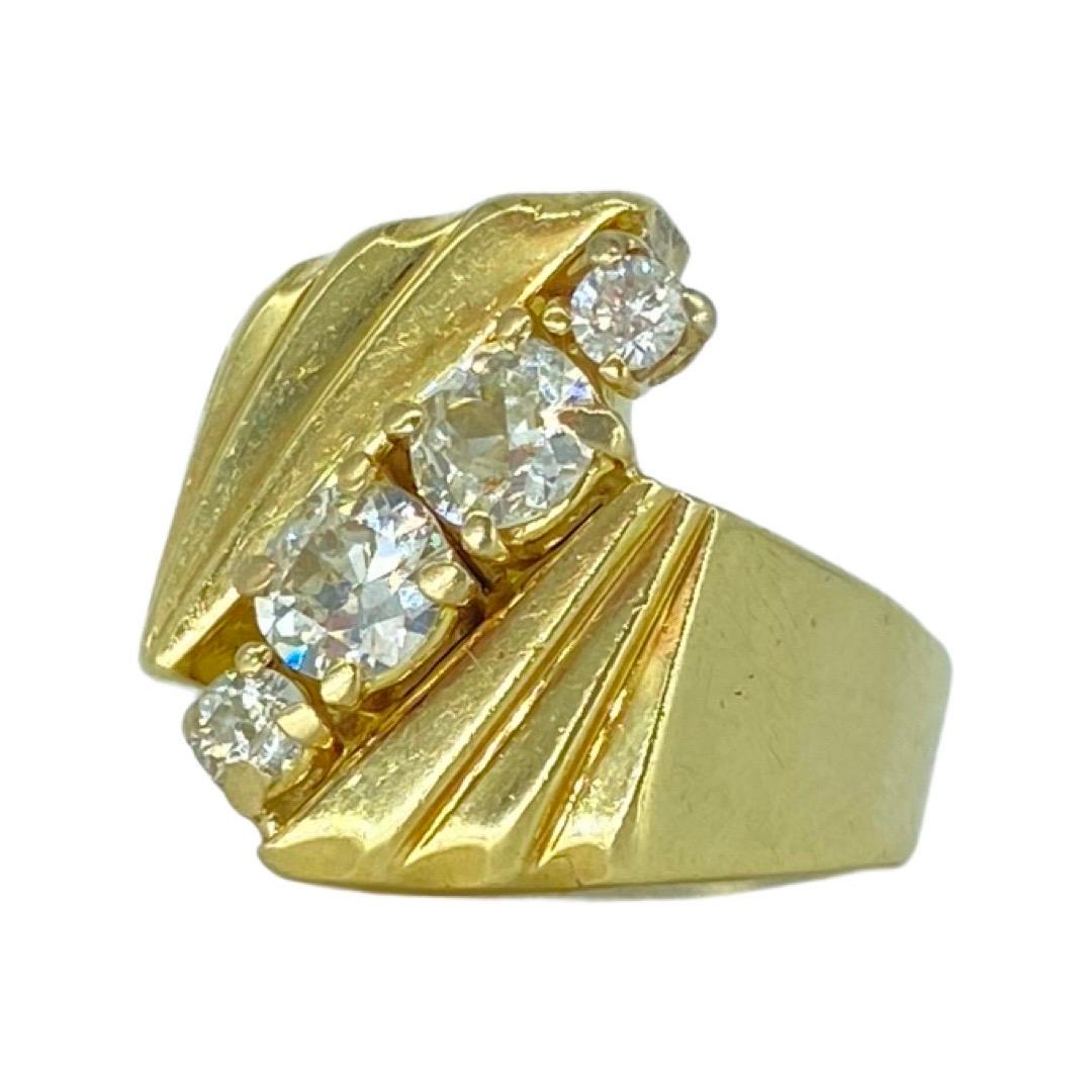 Bague d'homme antique 1.10 carat Old Miner Diamond Pinky Ring 14k Gold Bon état - En vente à Miami, FL
