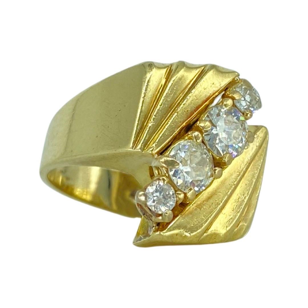 Bague d'homme antique 1.10 carat Old Miner Diamond Pinky Ring 14k Gold Pour hommes en vente