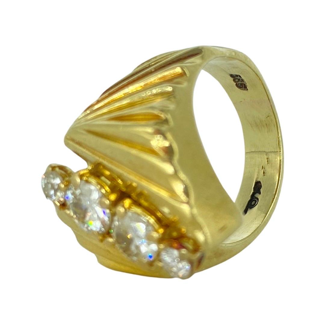 Bague d'homme antique 1.10 carat Old Miner Diamond Pinky Ring 14k Gold en vente 1