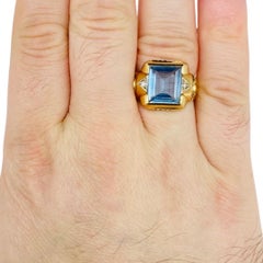 Antique Men’s 4.50 Carat Aquamarine and Diamond Ring
