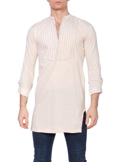 Victorian Cream Cotton Jersey Rare Purple Stripe Bib Front Shirt Made In Germany