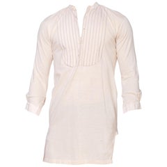 Chemise victorienne rare à rayures violettes sur le devant, en jersey de coton crème, fabriquée en Allemagne
