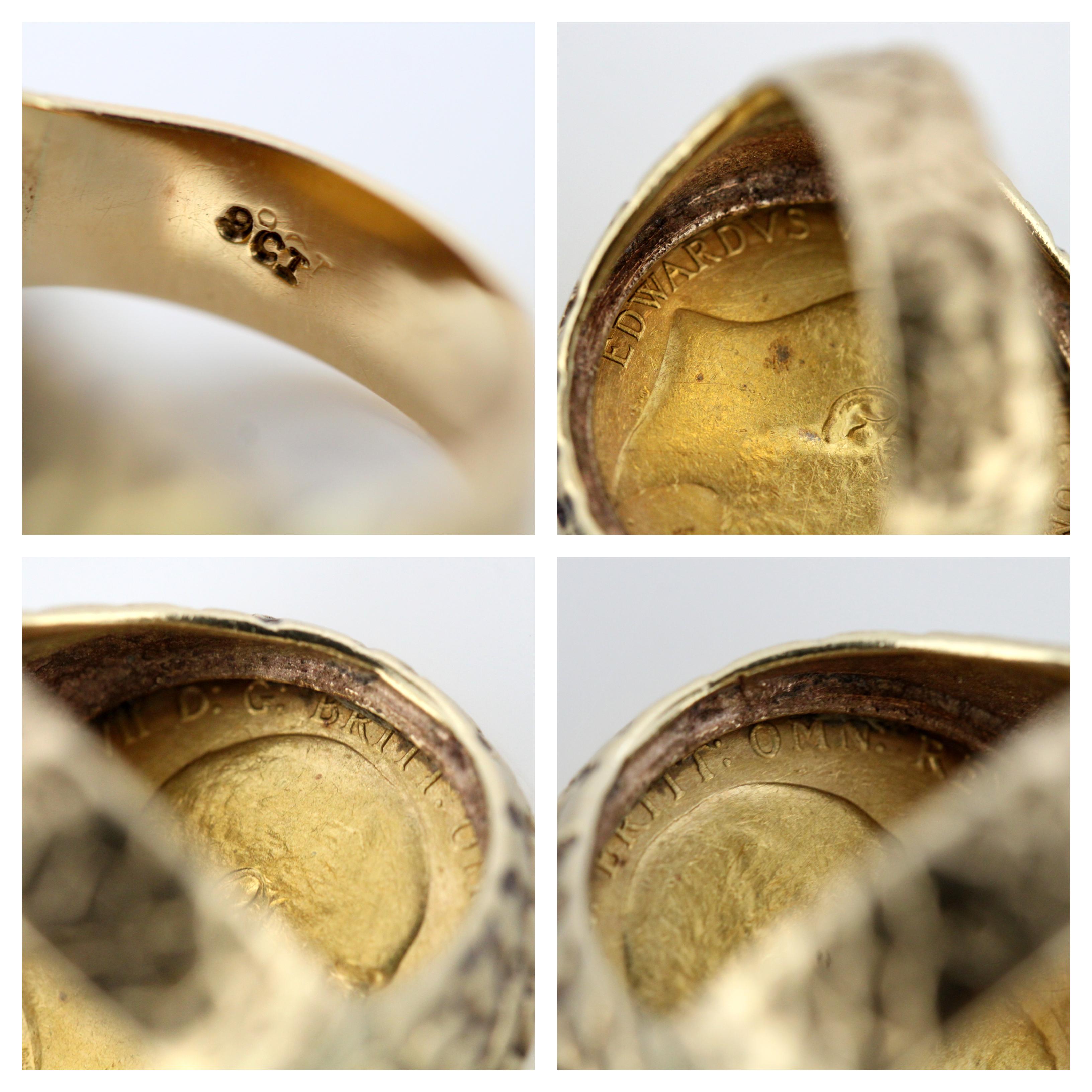 Men's Ring with 1910 Gold Sovereign Edward vii London in a 9 Karat Gold Shank 3