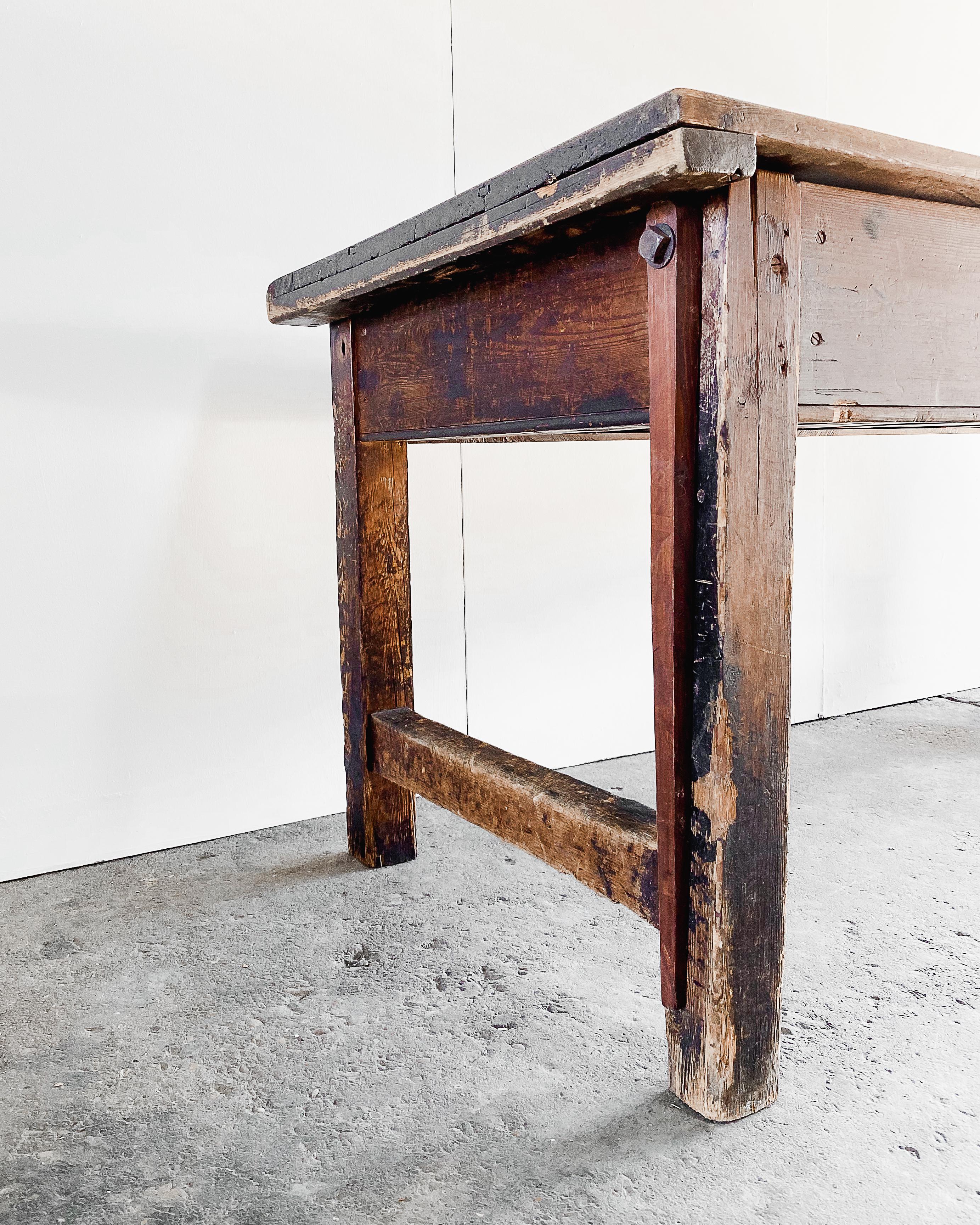 19th Century Antique Mercantile Table with Hinged Top