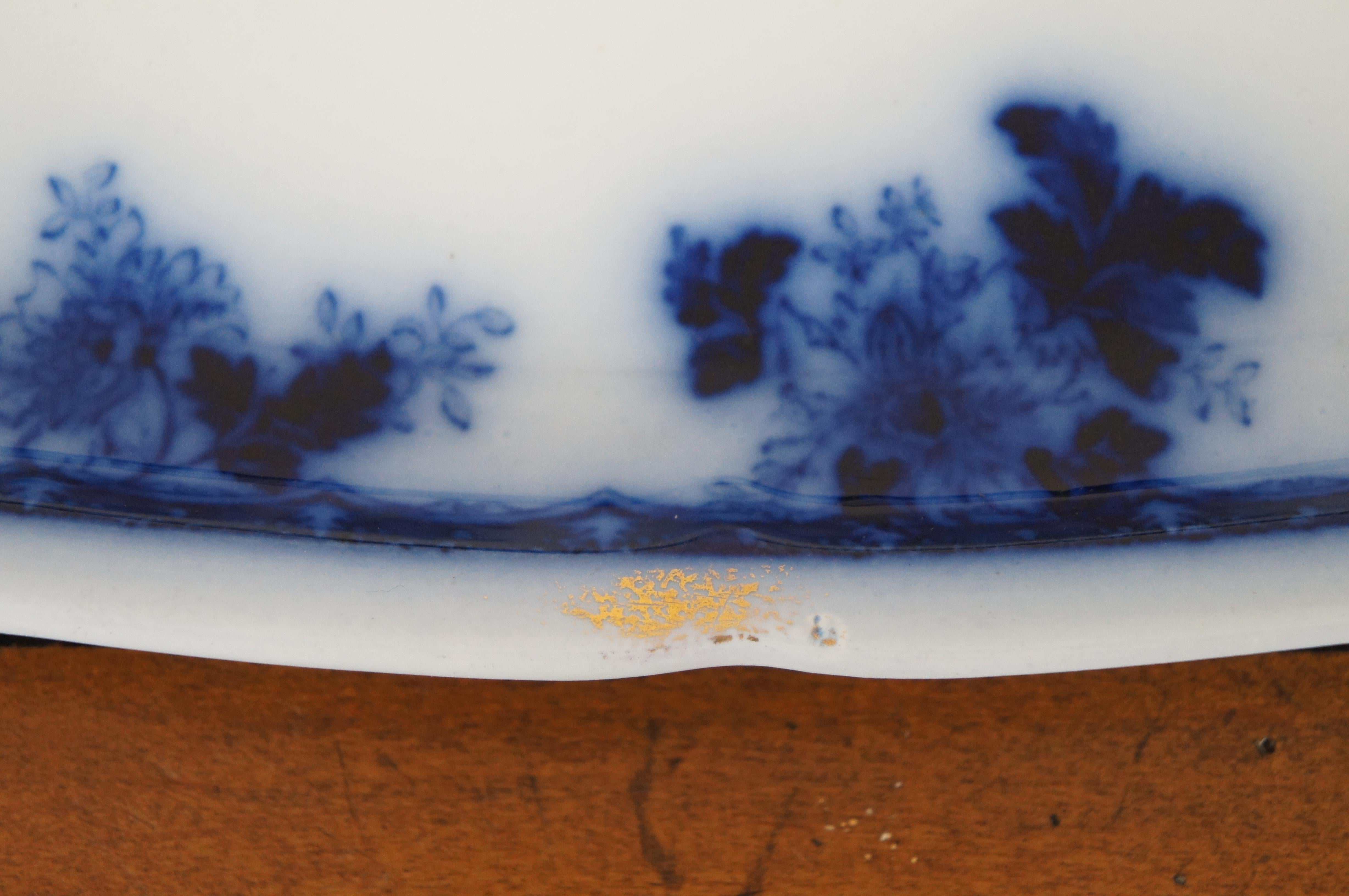 Antique Mercer Pottery Flow Blue Viterous China Luzerne Serving Platter Tray 13