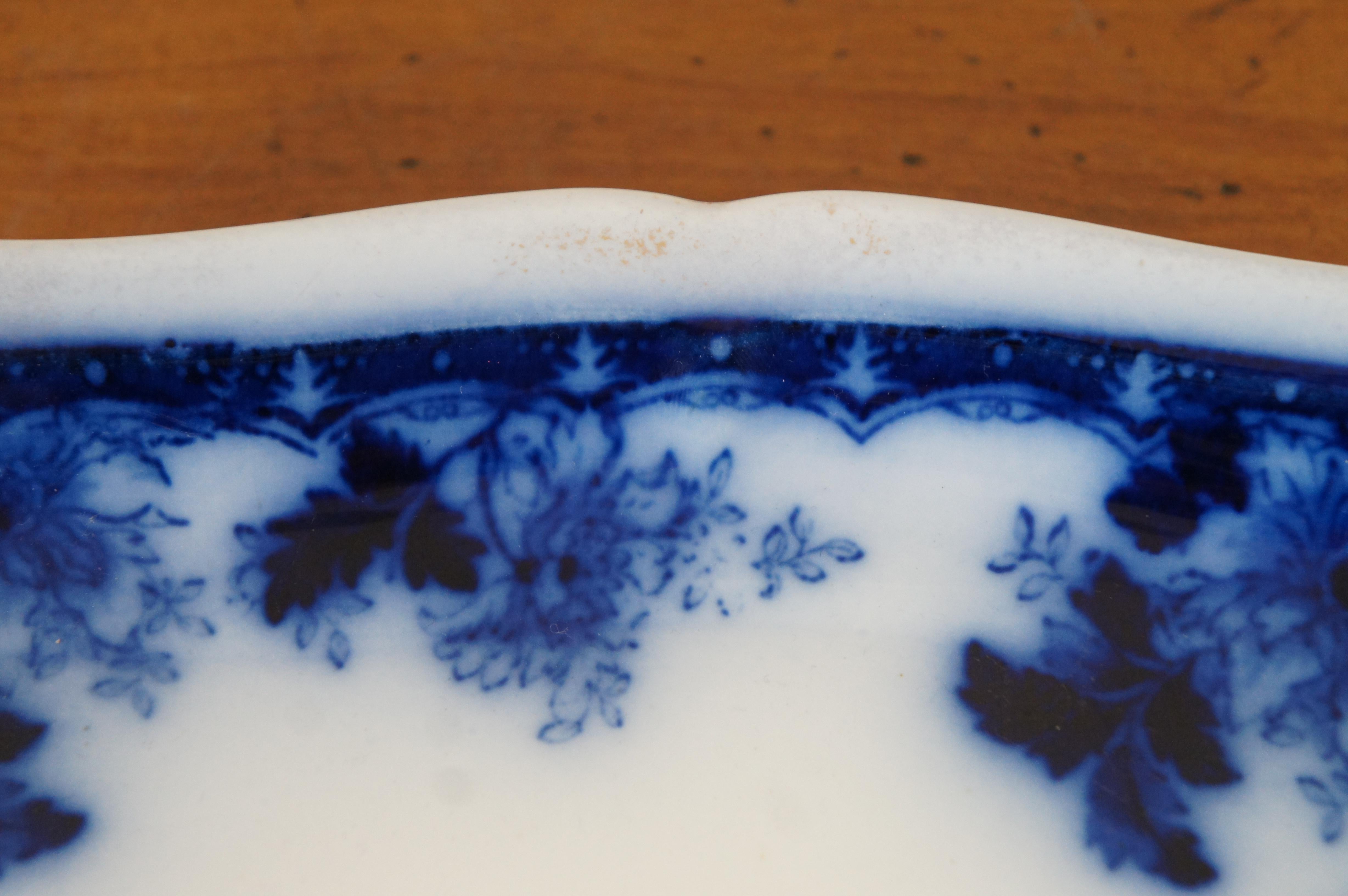 Antique Mercer Pottery Flow Blue Viterous China Luzerne Serving Platter Tray 13