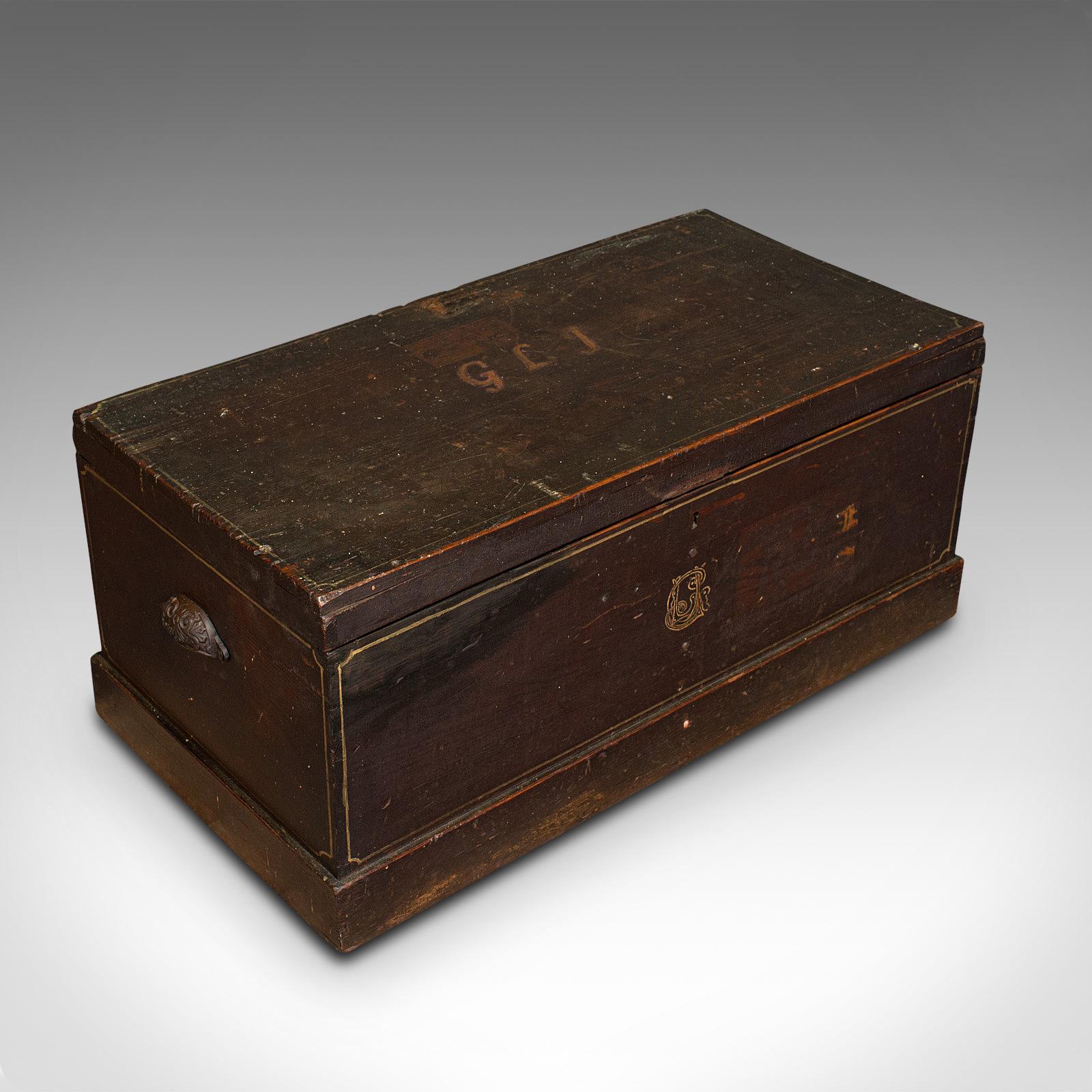 Antique Merchant's Tool Chest, English, Pine, Craftsman's Trunk, Victorian, 1900 For Sale 1