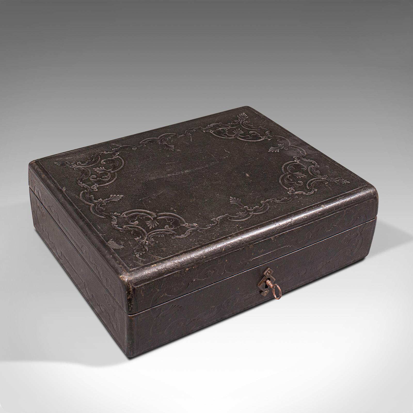 Antique Merchant's Writing Slope, English, Leather, Correspondence Box, C.1890 1