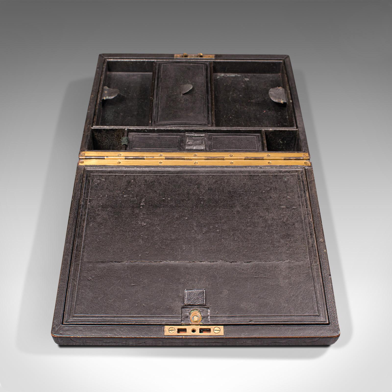 Antique Merchant's Writing Slope, English, Leather, Correspondence Box, C.1890 3