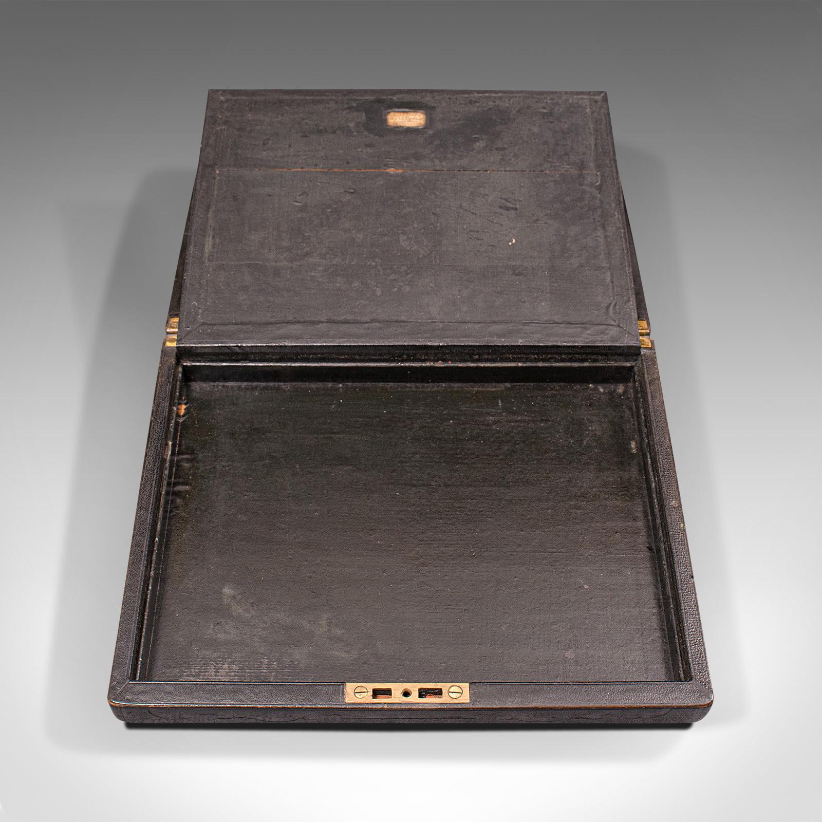Antique Merchant's Writing Slope, English, Leather, Correspondence Box, C.1890 4