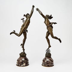 Antique Mercury and Fortuna Bronze Sculptures After Giambologna