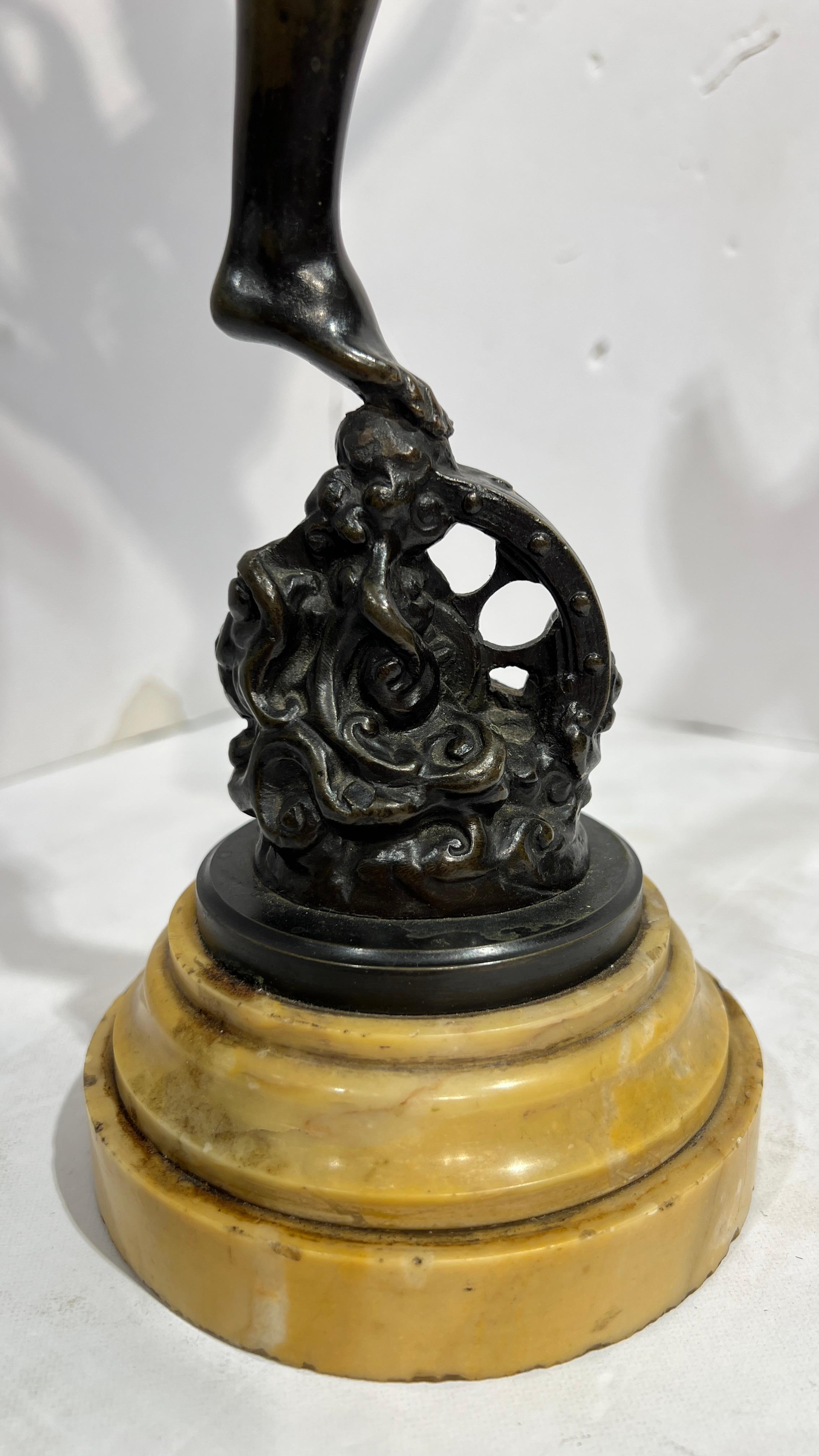 19th Century Antique Mercury and Fortuna Bronze Sculptures After Giambologna For Sale