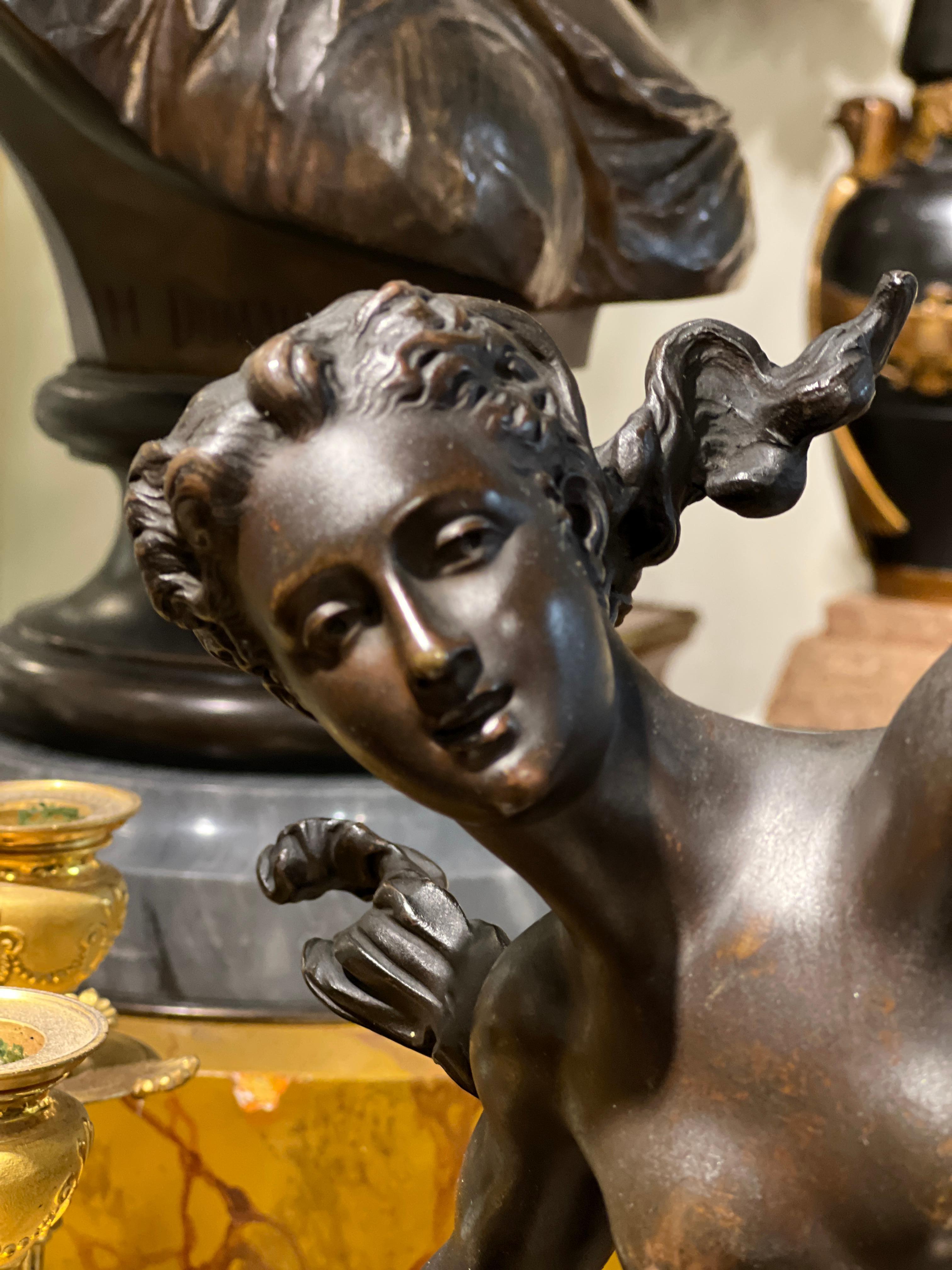Antique Mercury and Fortuna Bronze Sculptures After Giambologna For Sale 1