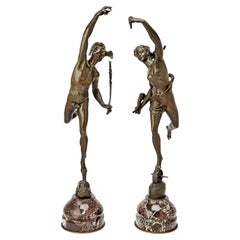 Antique Mercury and Fortuna Bronze Sculptures After Giambologna