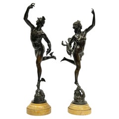 Antique Mercury and Fortuna Bronze Sculptures After Giambologna