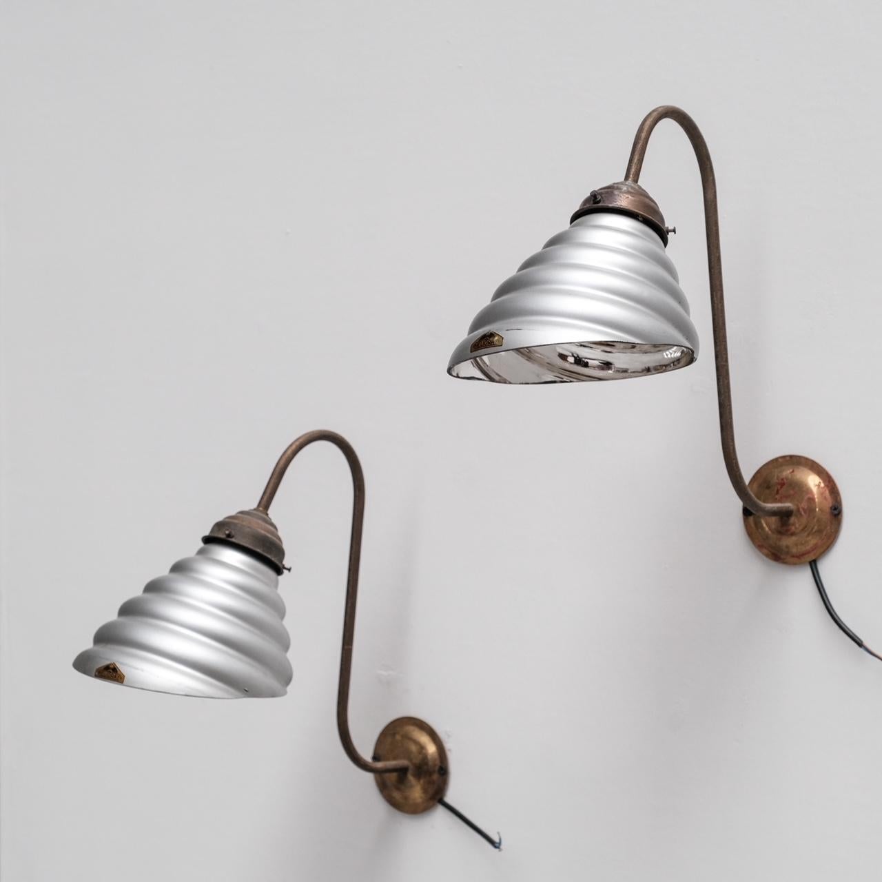 Antique Mercury Glass and Brass Helioray Wall Lights (11 available) For Sale 3
