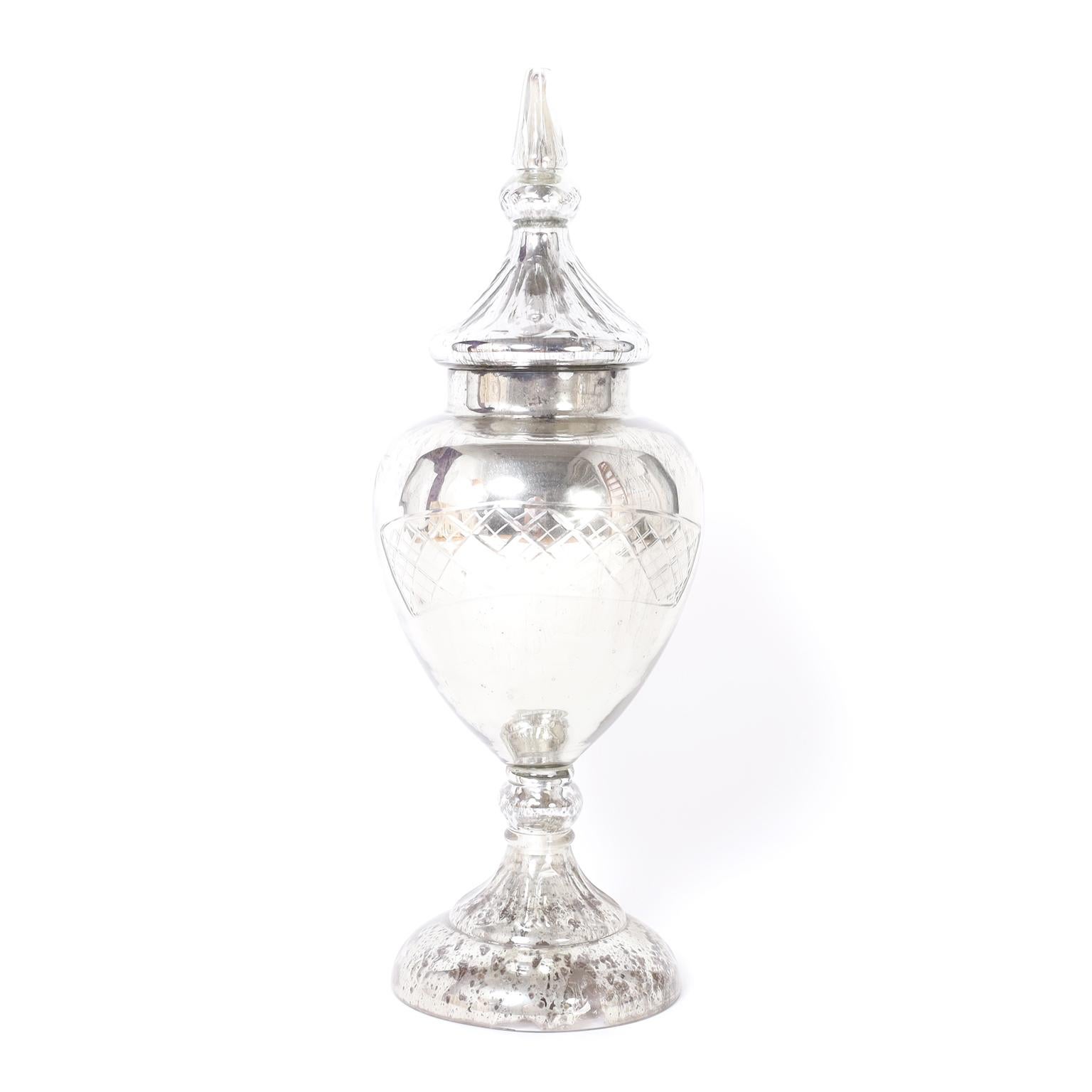 mercury glass urn
