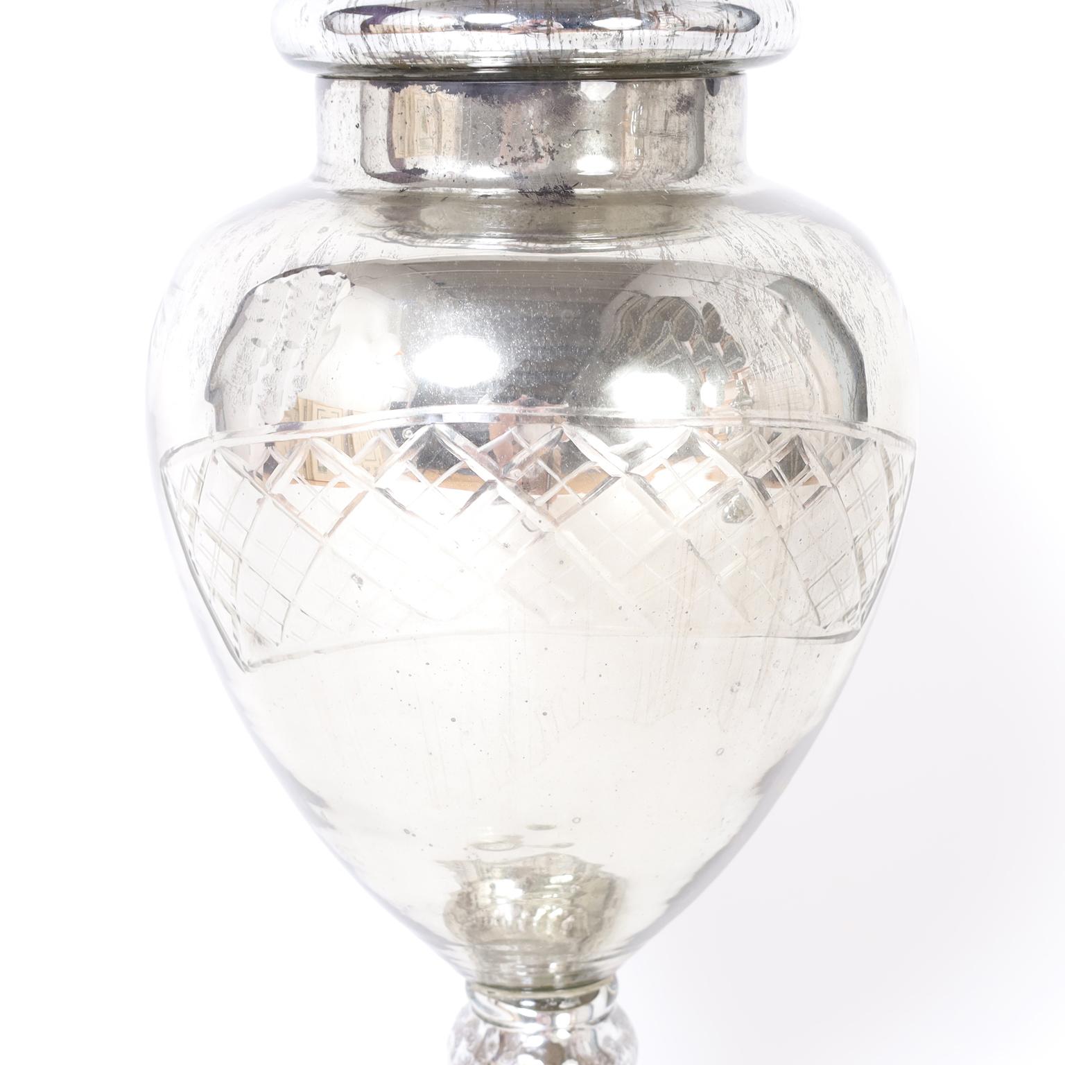 Antike Apotheker-Urnen aus Quecksilberglas (Handgefertigt) im Angebot