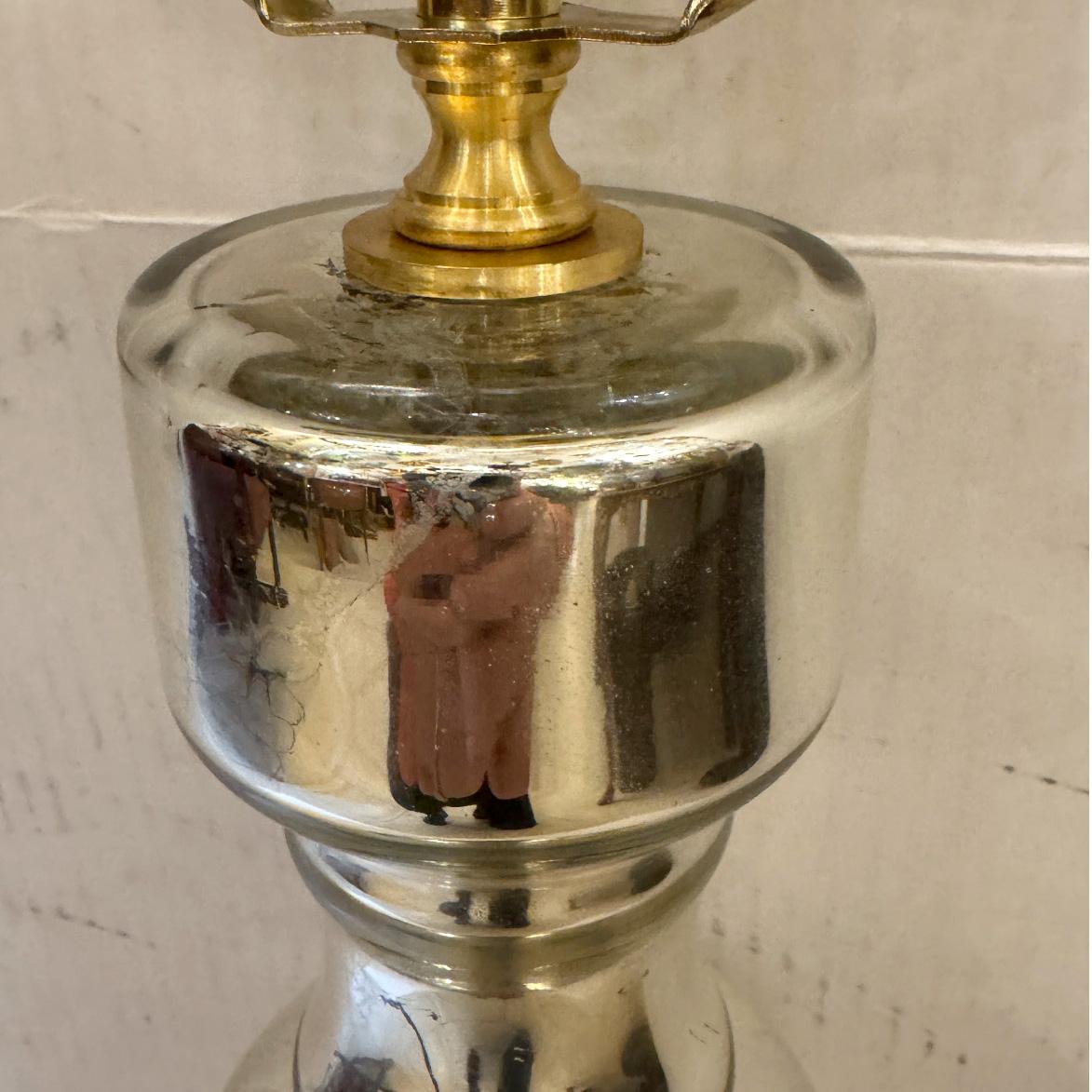 Antique Mercury Glass Lamp mediados del siglo XX en venta